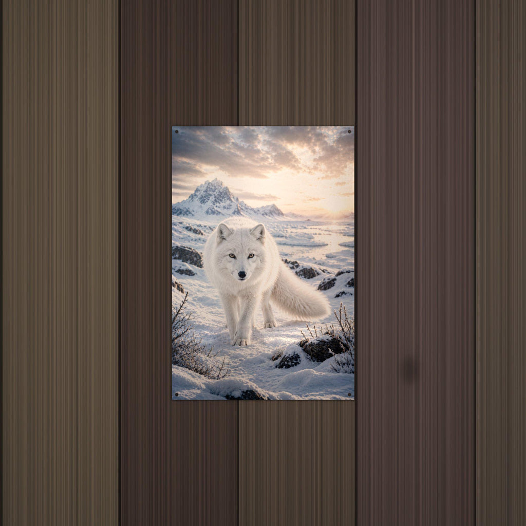 Arctic Fox Sunset Arctic Fox Metal Sign Aluminum Sign — alternate angle