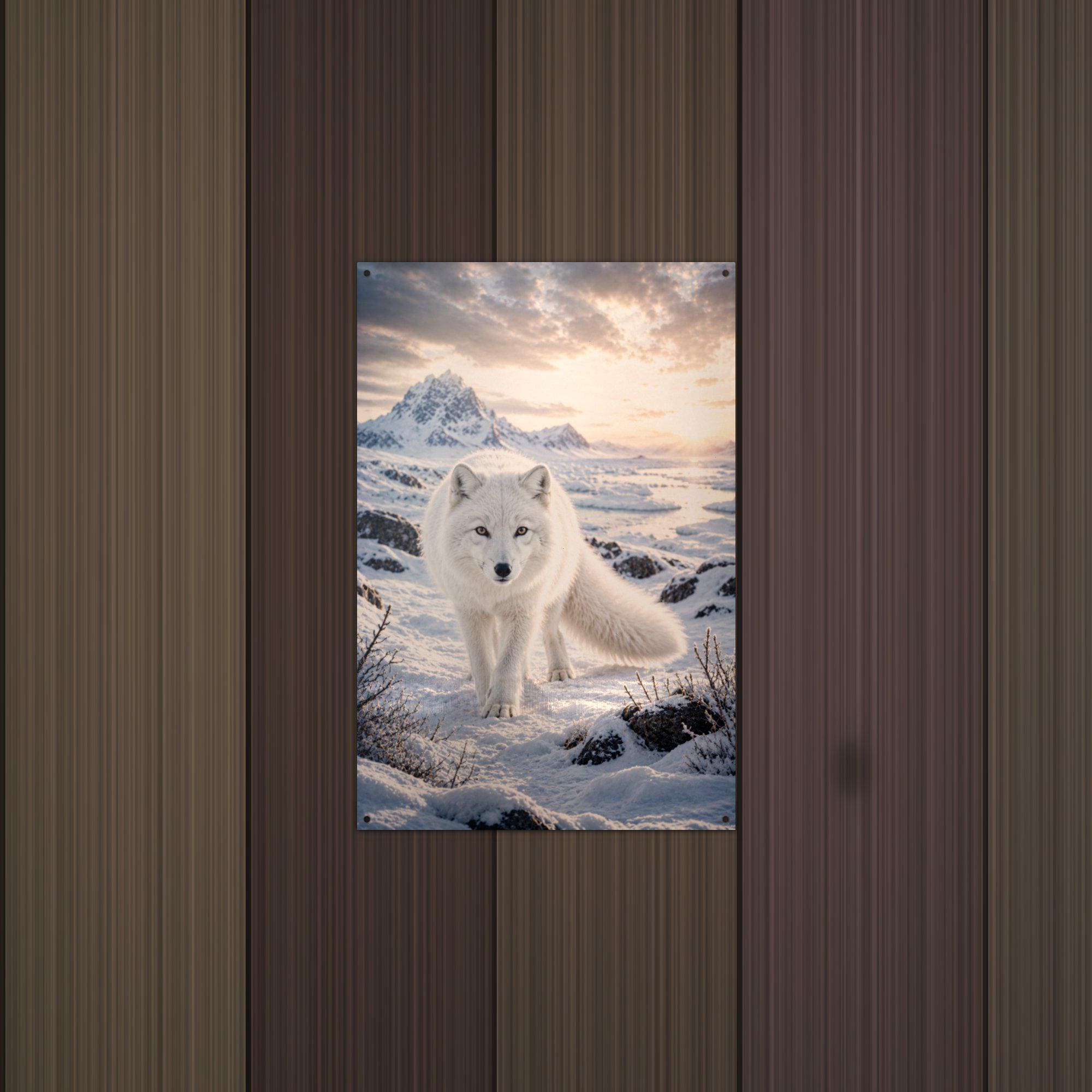 Arctic Fox Sunset Arctic Fox Metal Sign Aluminum Sign — alternate angle