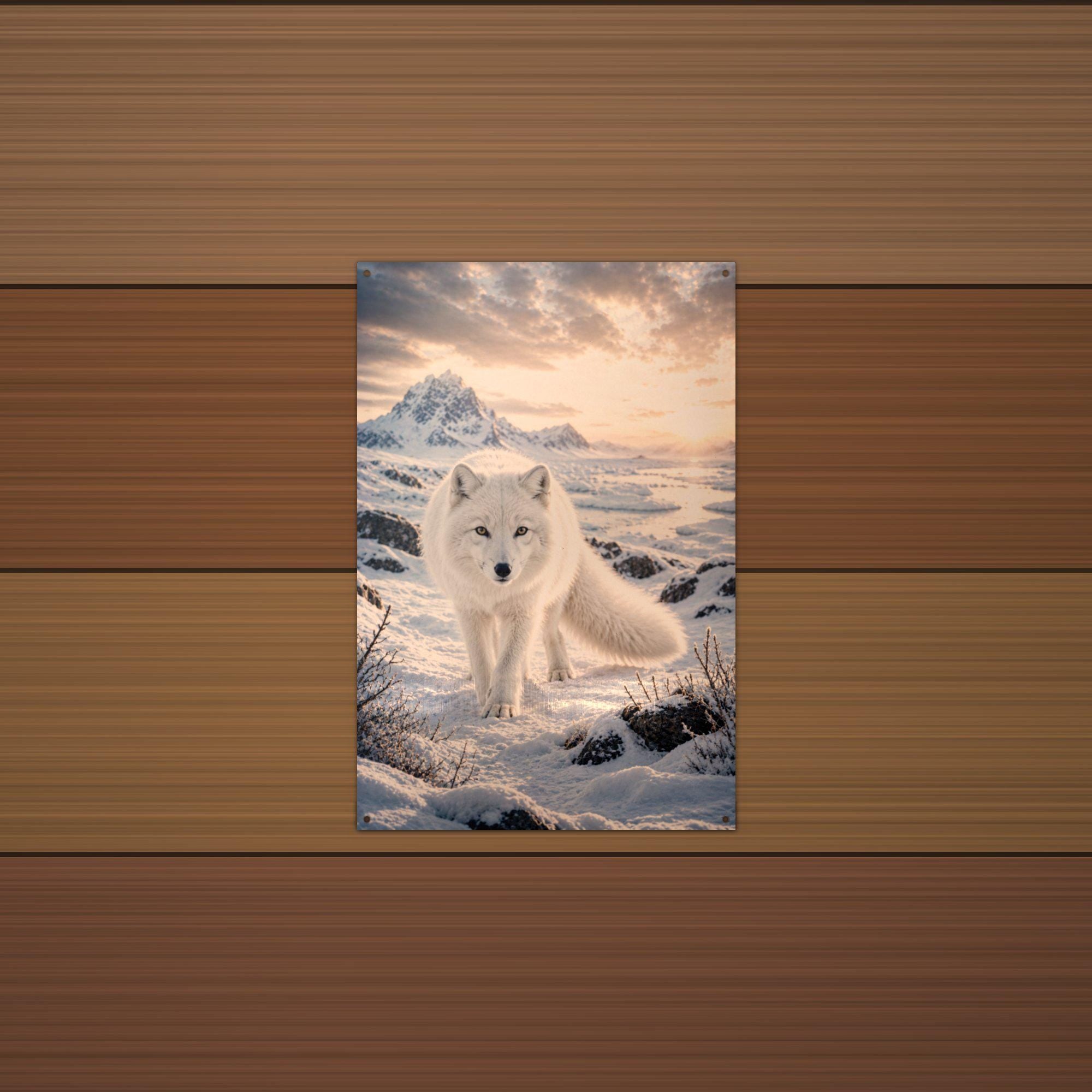 Arctic Fox Sunset Arctic Fox Metal Sign Aluminum Sign — alternate angle