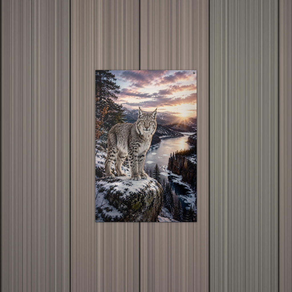 Lynx Cliff Sunset Lynx Metal Sign Aluminum Sign — alternate angle
