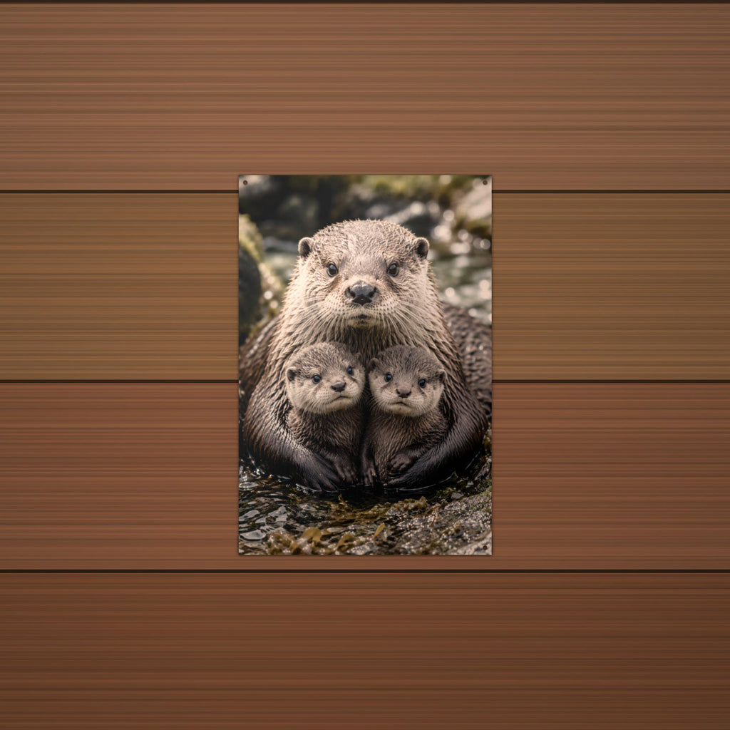 Otter Family Otter Metal Sign Aluminum Sign — lifestyle setting
