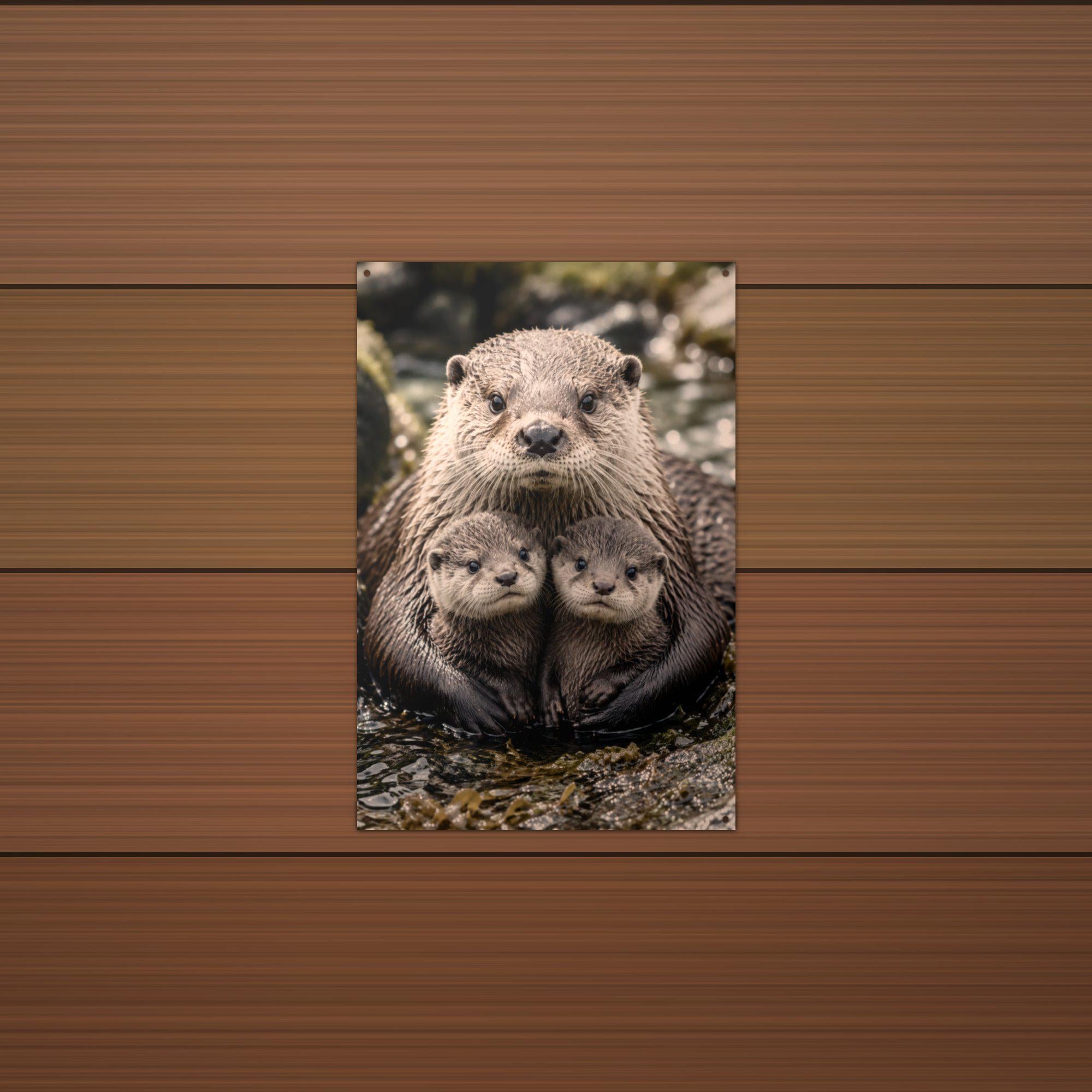 Otter Family Otter Metal Sign Aluminum Sign — lifestyle setting