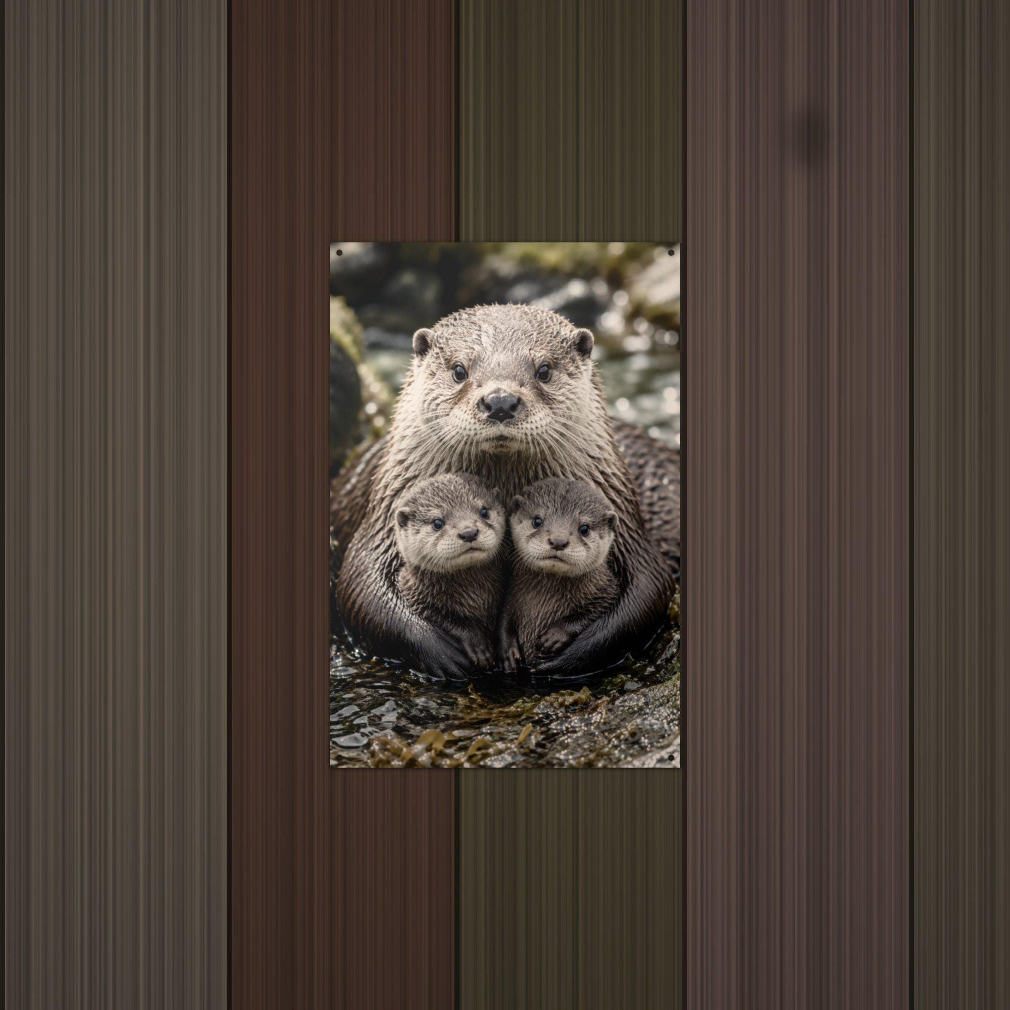 Otter Family Otter Metal Sign Aluminum Sign — detail view