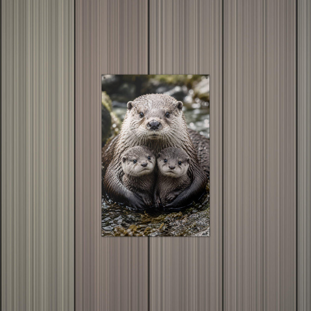 Otter Family Otter Metal Sign Aluminum Sign — alternate angle