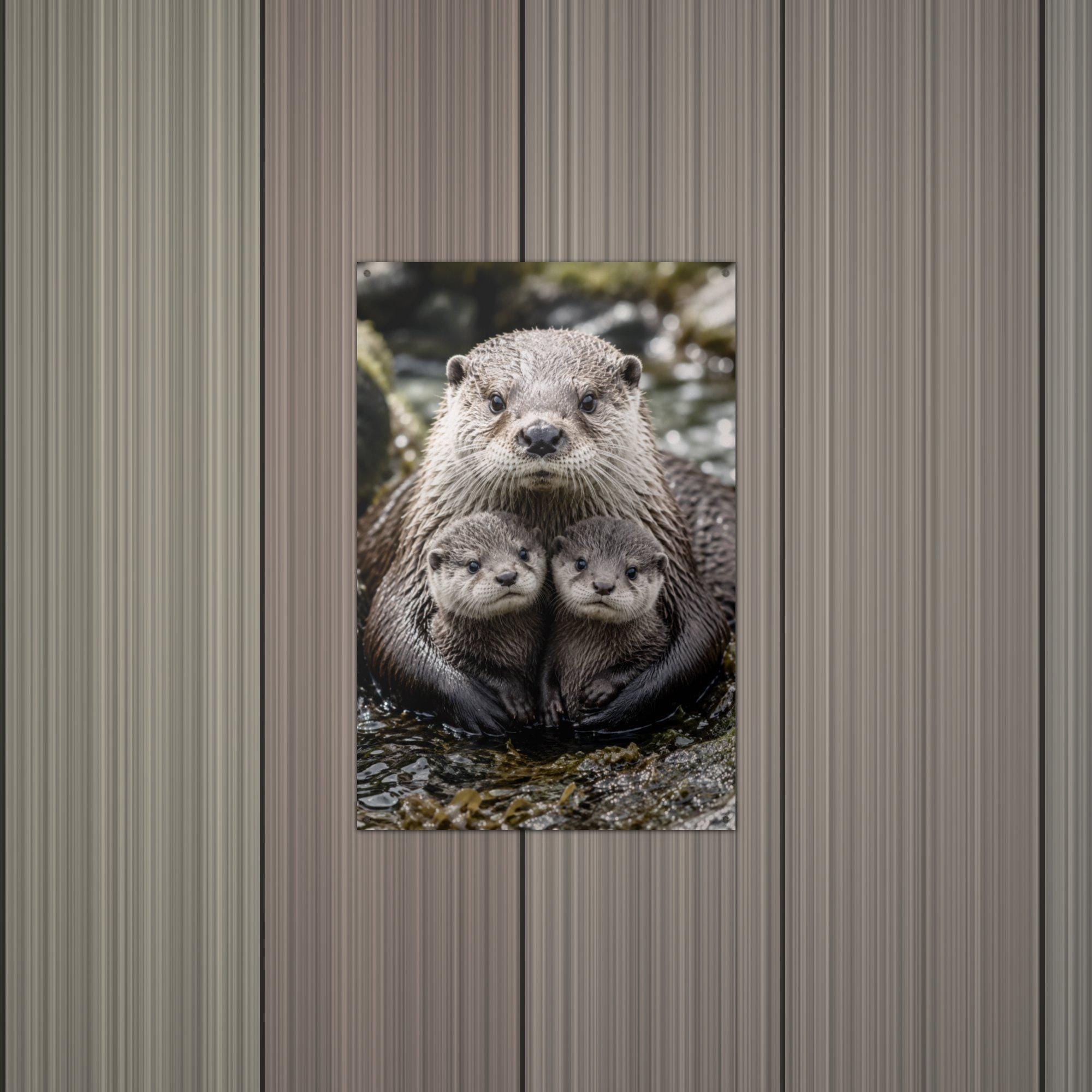 Otter Family Otter Metal Sign Aluminum Sign — alternate angle