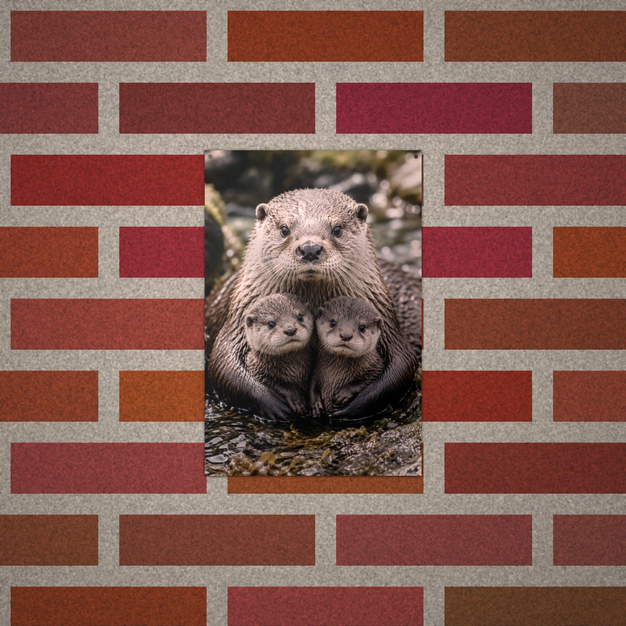 Otter Family Otter Metal Sign Aluminum Sign — alternate angle