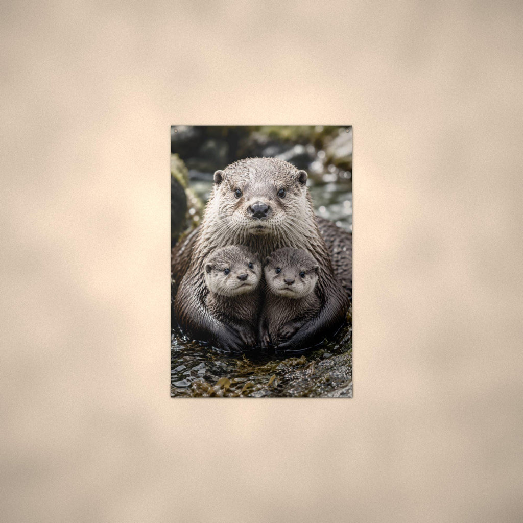 Otter Family Otter Metal Sign Aluminum Sign — alternate angle
