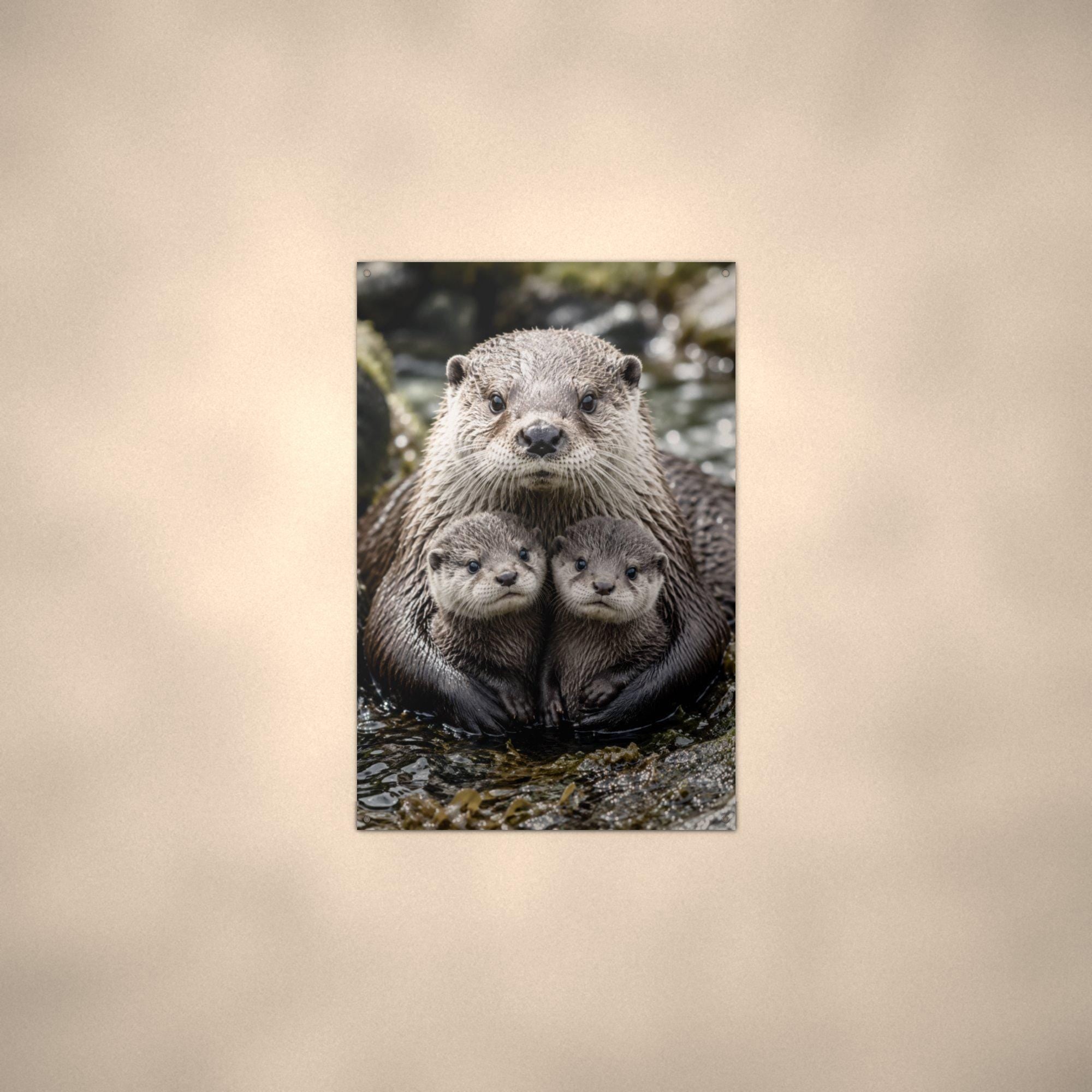 Otter Family Otter Metal Sign Aluminum Sign — alternate angle