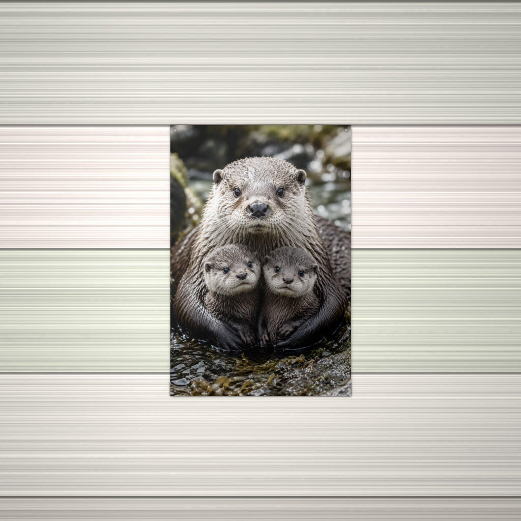 Otter Family Otter Metal Sign Aluminum Sign — alternate angle