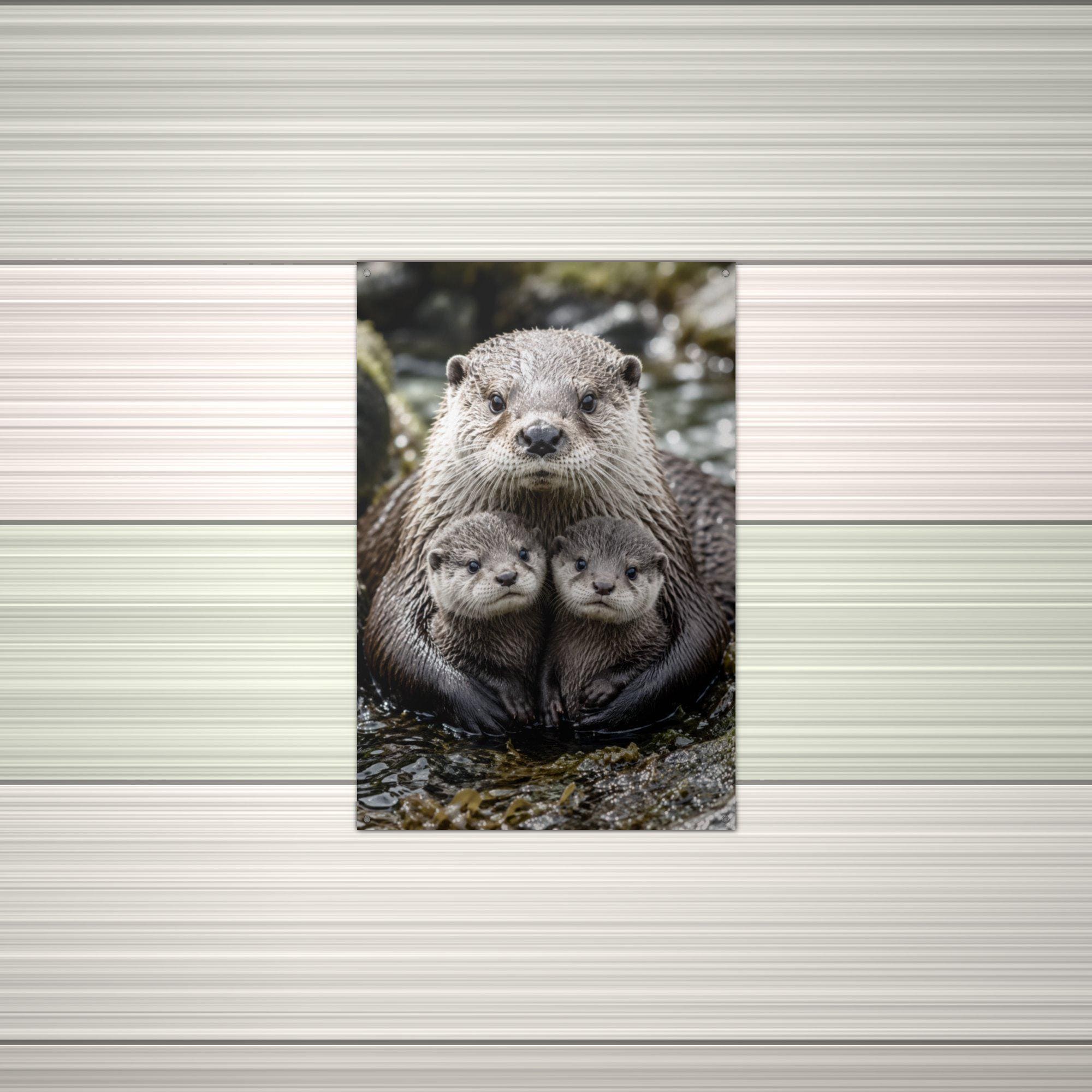 Otter Family Otter Metal Sign Aluminum Sign — alternate angle