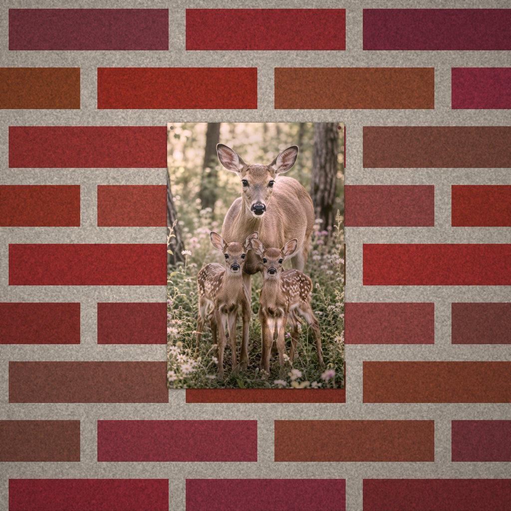 Doe and Fawns Deer Metal Sign Aluminum Sign — alternate angle