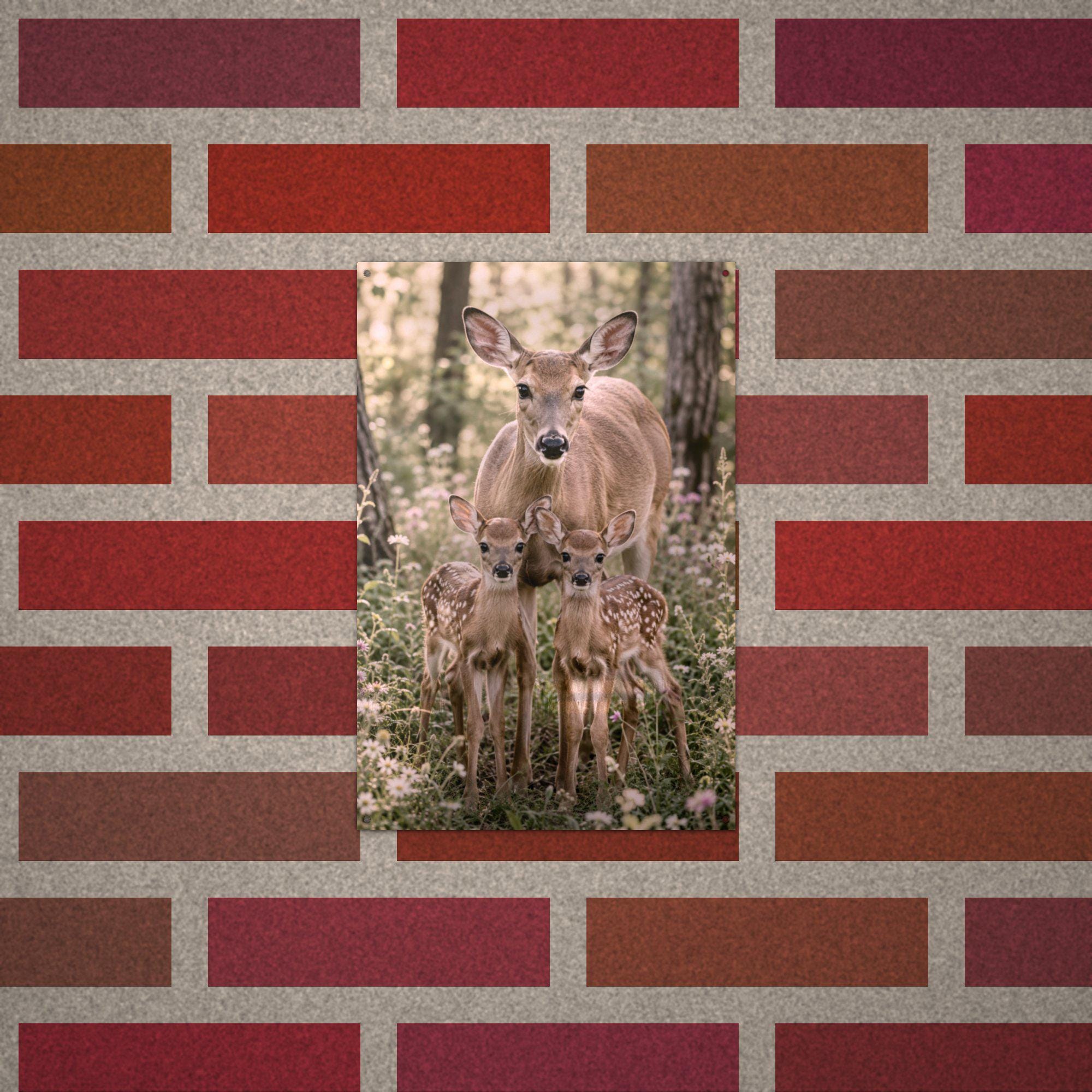 Doe and Fawns Deer Metal Sign Aluminum Sign — alternate angle