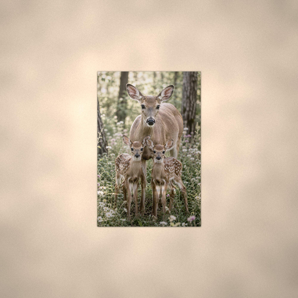 Doe and Fawns Deer Metal Sign Aluminum Sign — alternate angle