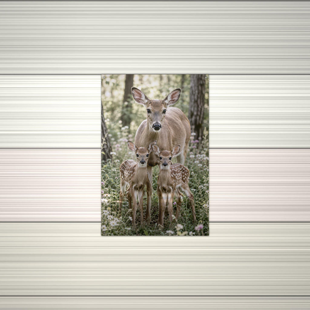 Doe and Fawns Deer Metal Sign Aluminum Sign — alternate angle