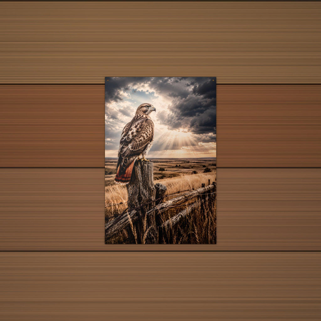 Storm Hawk Hawk Metal Sign Aluminum Sign — lifestyle setting