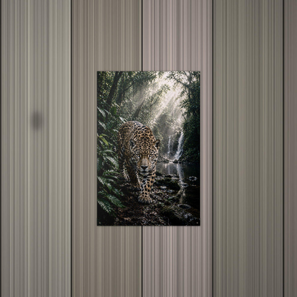 Jungle Jaguar Falls Jaguar Metal Sign Aluminum Sign — alternate angle