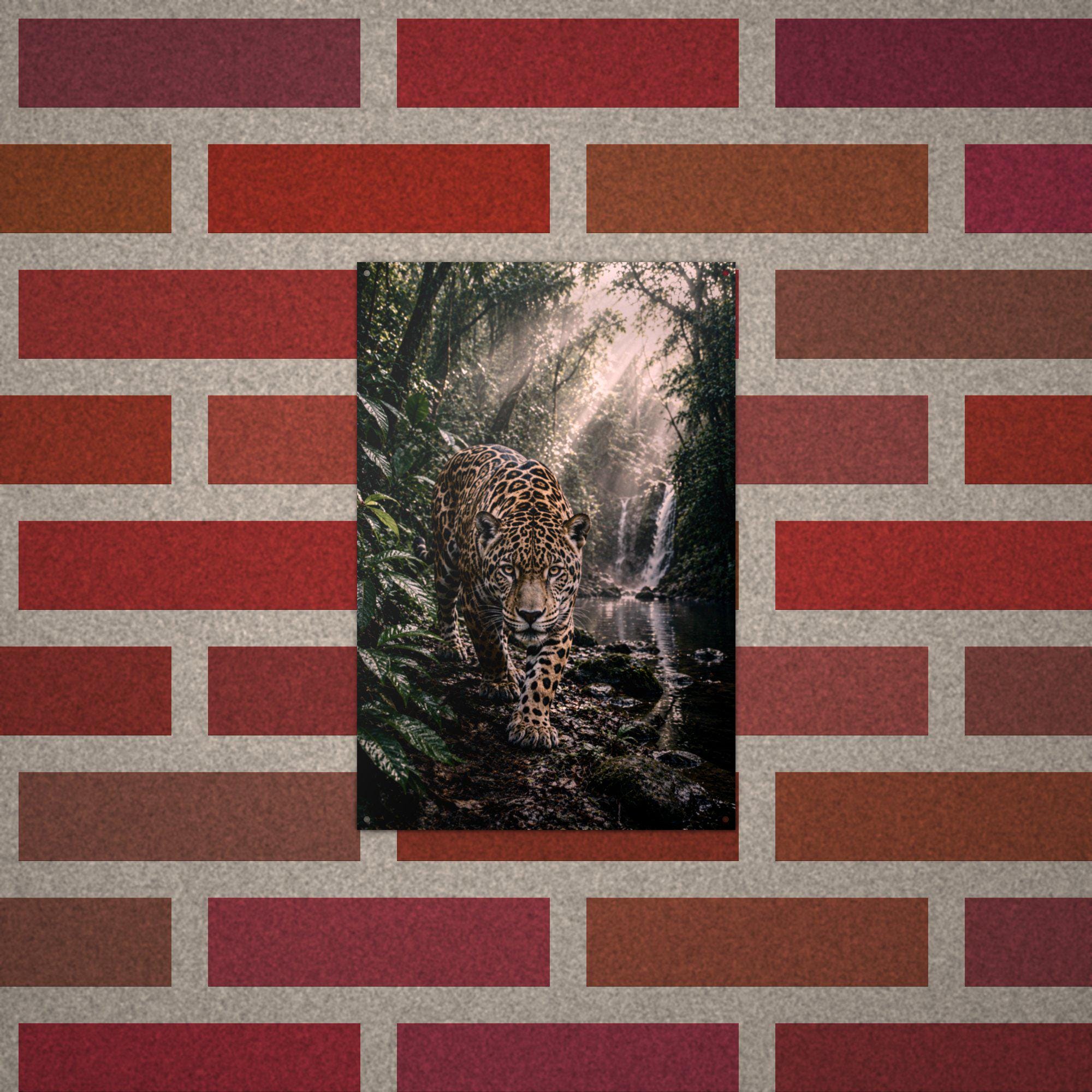 Jungle Jaguar Falls Jaguar Metal Sign Aluminum Sign — alternate angle