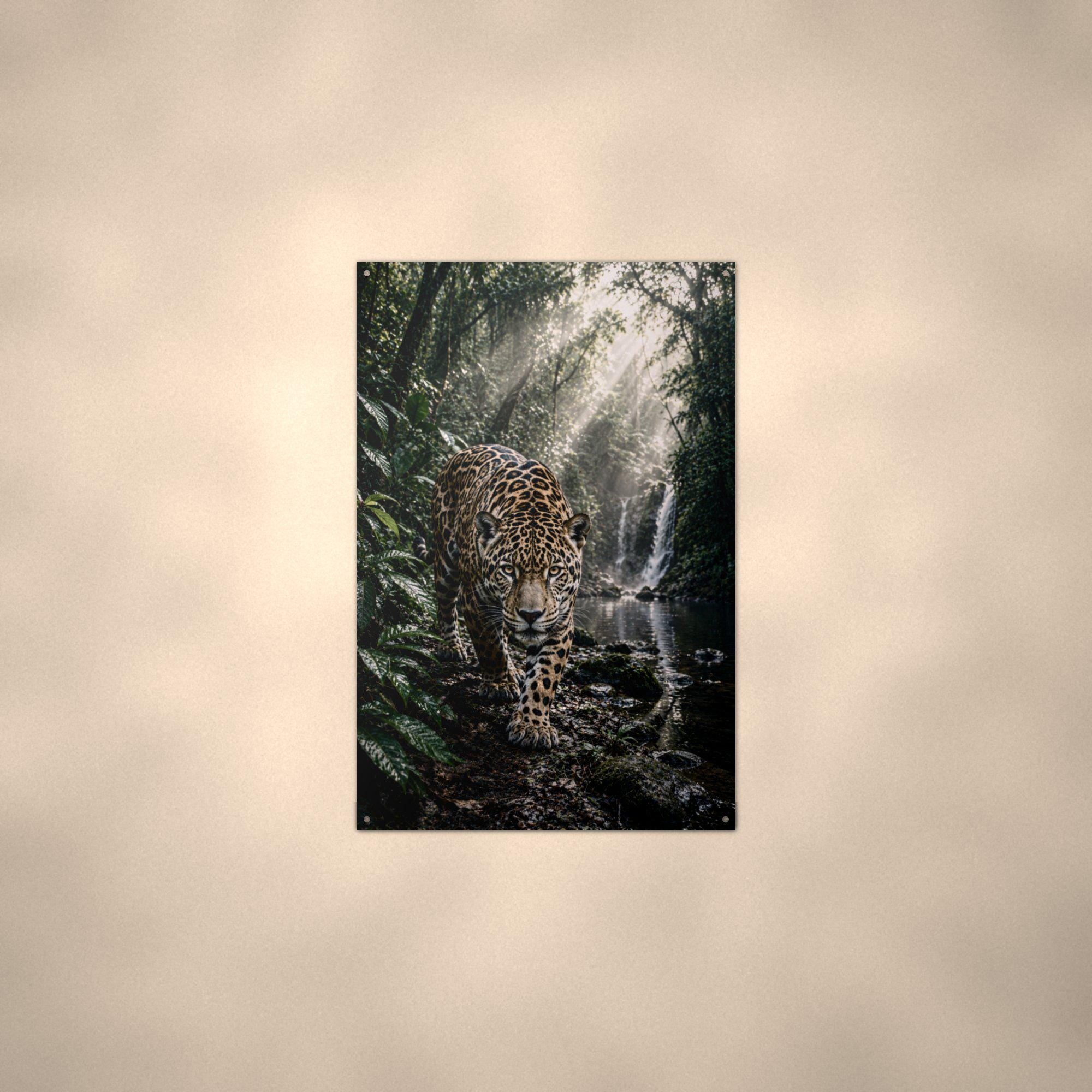 Jungle Jaguar Falls Jaguar Metal Sign Aluminum Sign — alternate angle