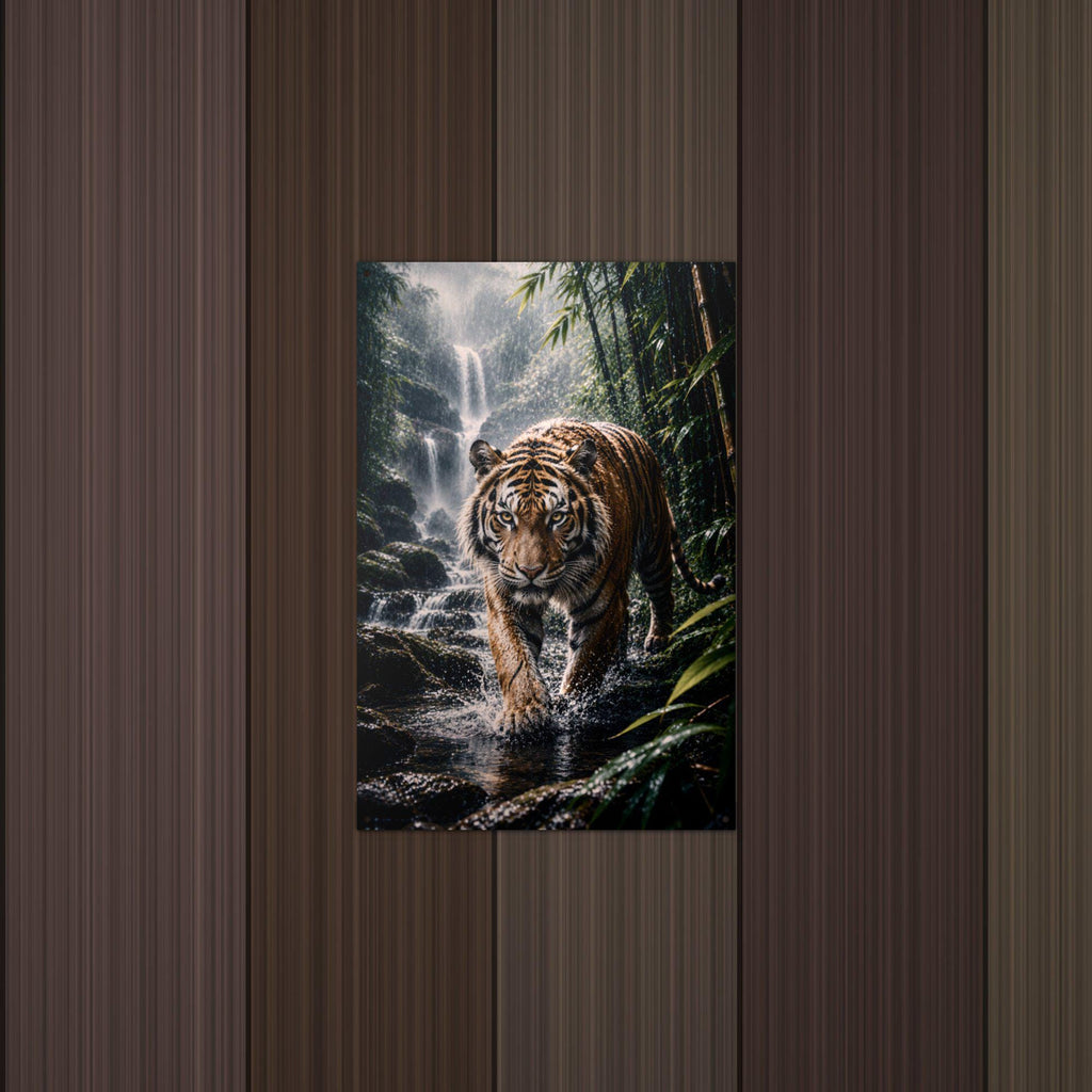 Tiger Waterfall Tiger Metal Sign Aluminum Sign — detail view