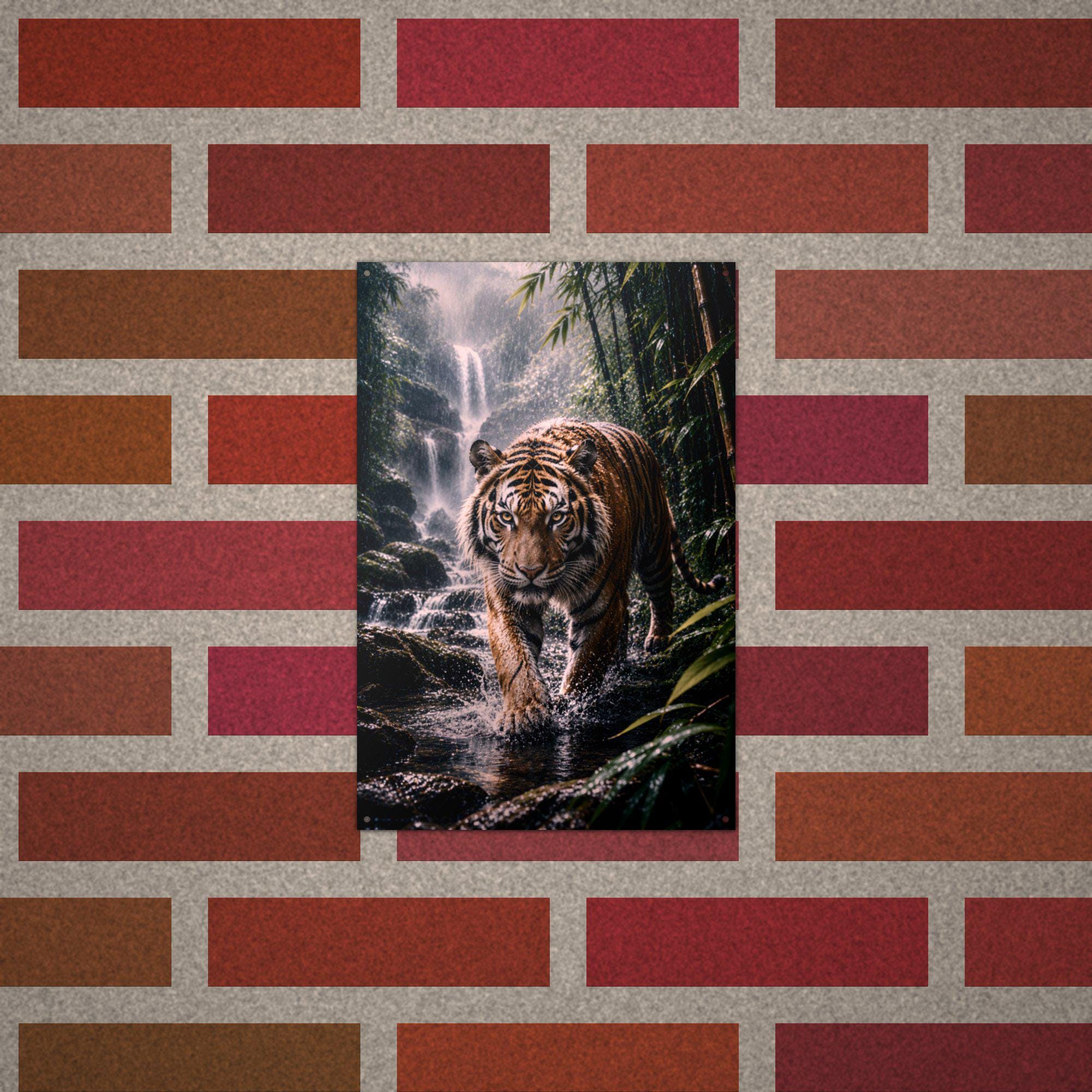 Tiger Waterfall Tiger Metal Sign Aluminum Sign — alternate angle