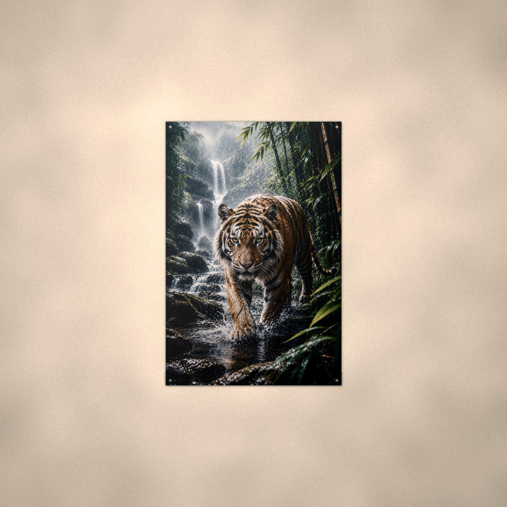 Tiger Waterfall Tiger Metal Sign Aluminum Sign — alternate angle