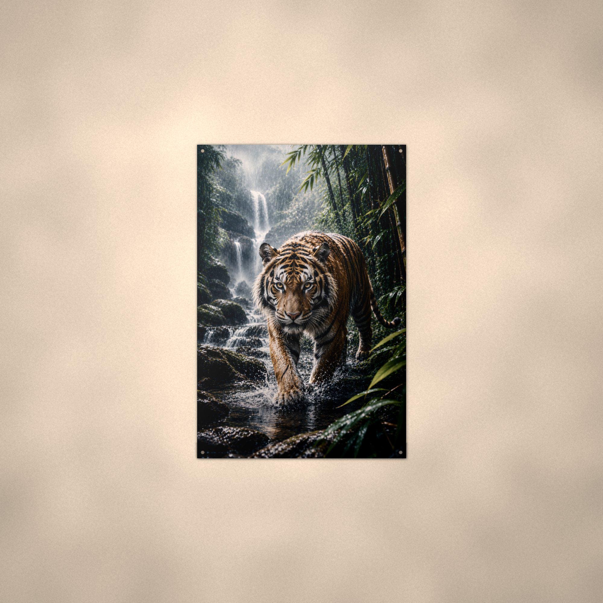 Tiger Waterfall Tiger Metal Sign Aluminum Sign — alternate angle
