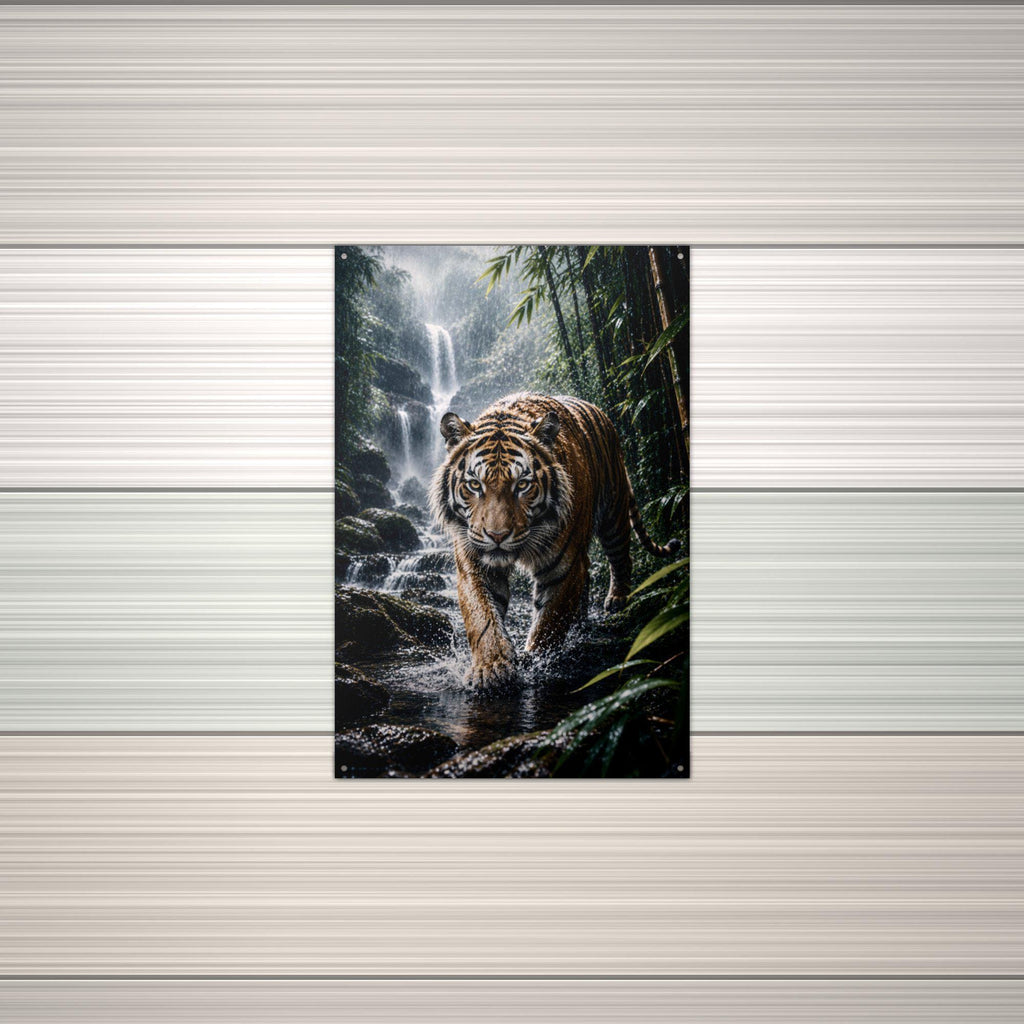 Tiger Waterfall Tiger Metal Sign Aluminum Sign — alternate angle