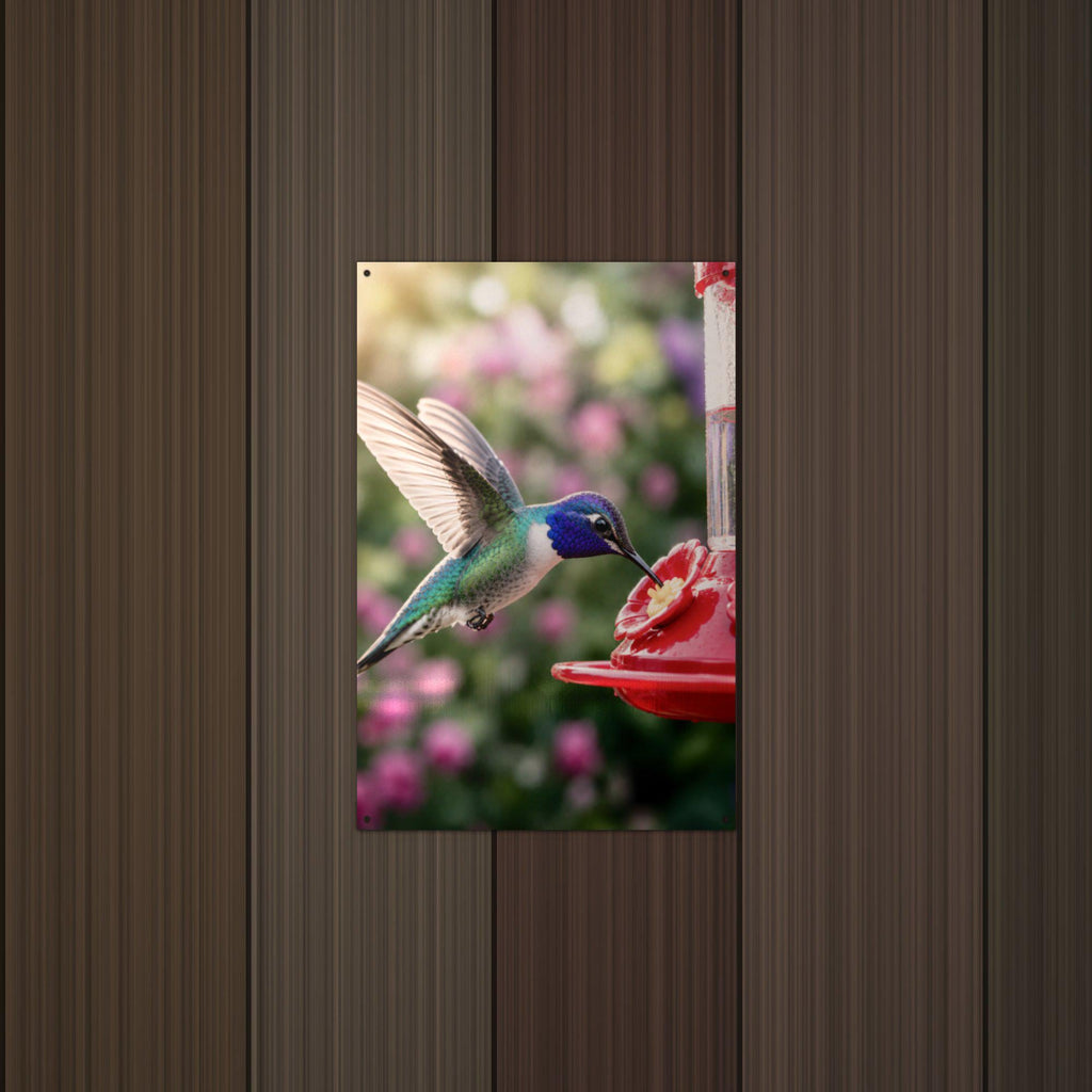 Feeder Hummingbird Hummingbird Metal Sign Aluminum Sign — detail view