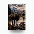 Moose Lake Sunset Moose Metal Sign Aluminum Sign — front view on white background