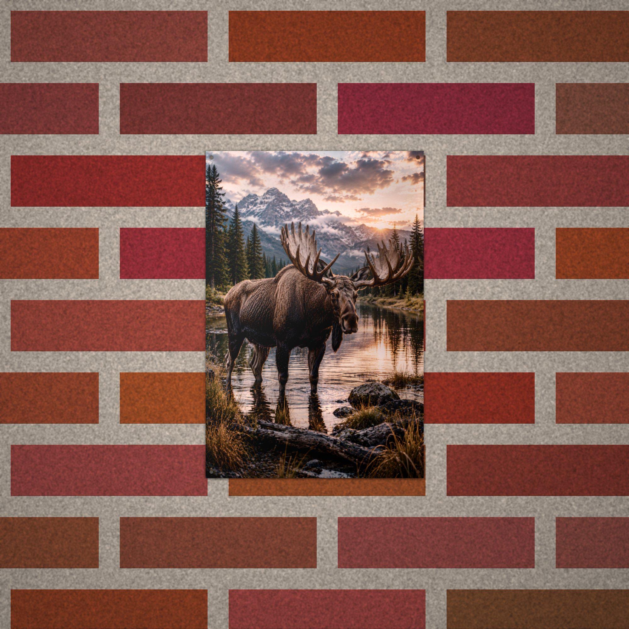 Moose Lake Sunset Moose Metal Sign Aluminum Sign — alternate angle