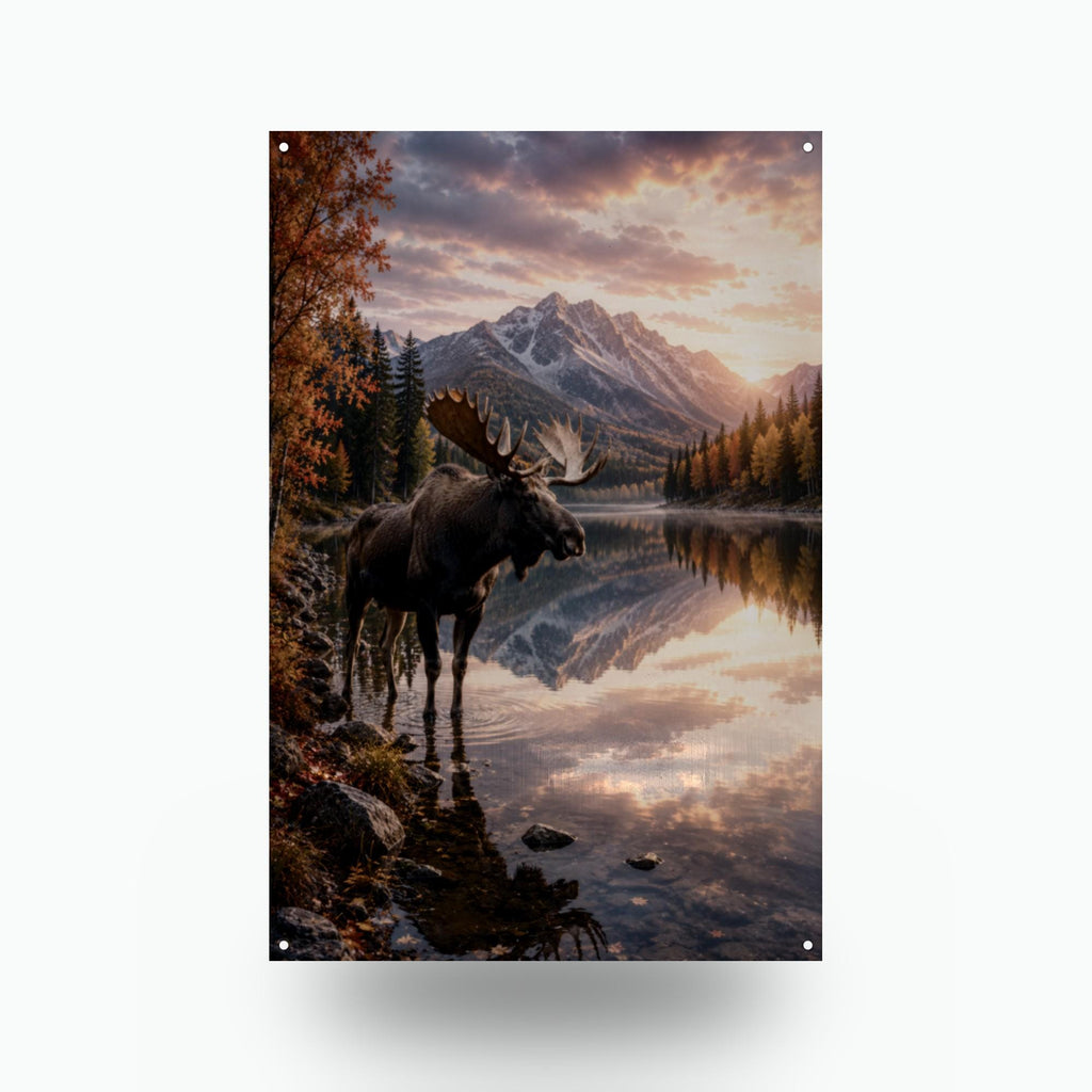 Moose Reflection Moose Metal Sign Aluminum Sign — front view on white background