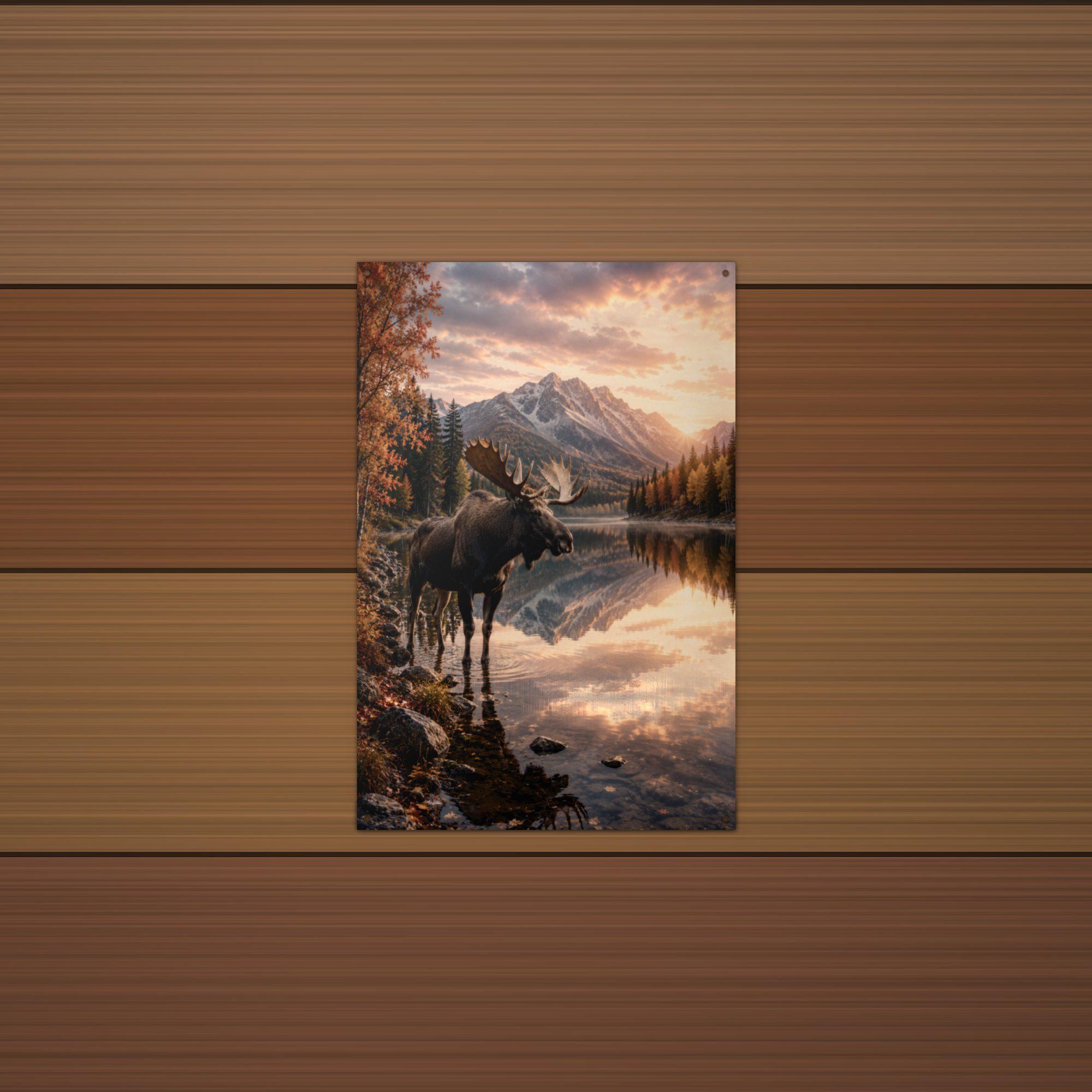 Moose Reflection Moose Metal Sign Aluminum Sign — lifestyle setting
