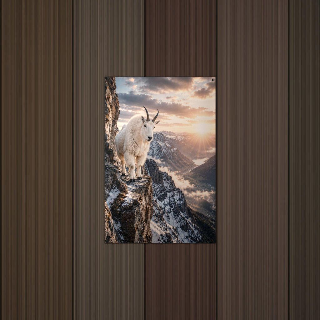 Mountain Goat Cliff Mountain Goat Metal Sign Aluminum Sign — detail view