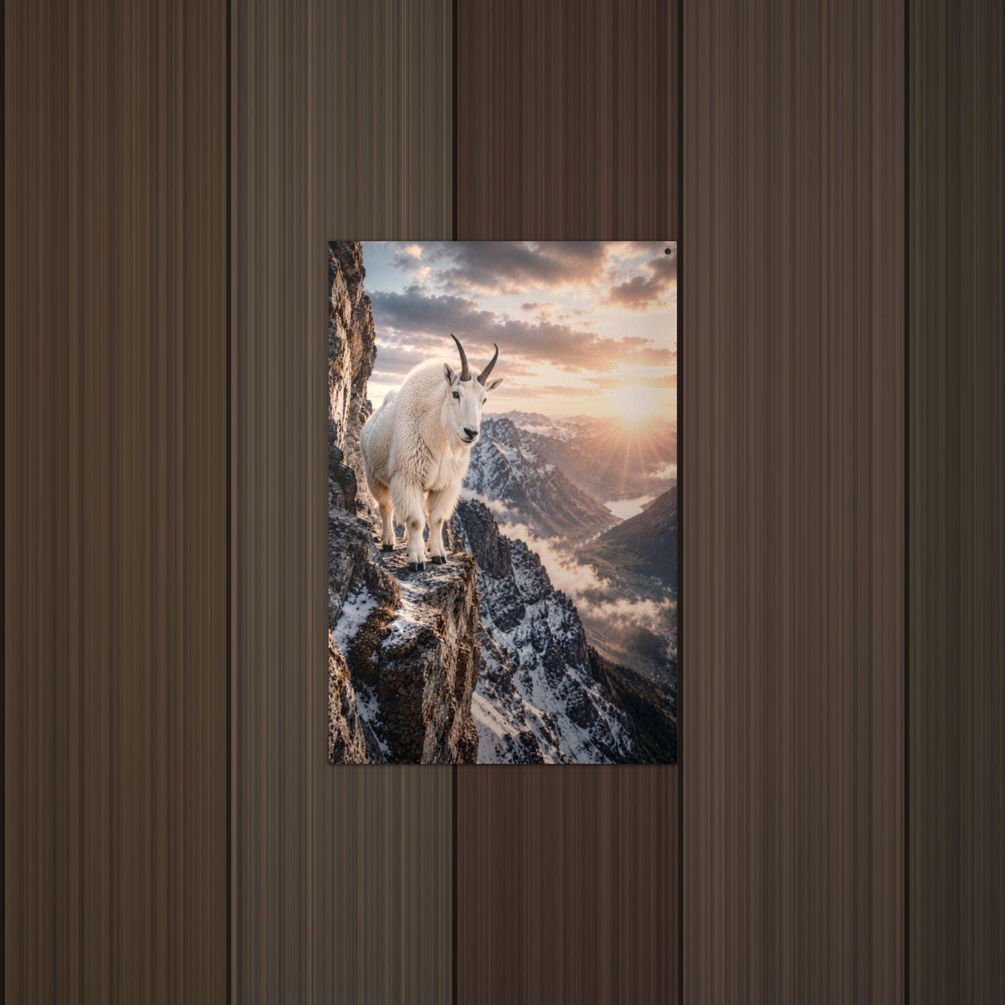 Mountain Goat Cliff Mountain Goat Metal Sign Aluminum Sign — detail view