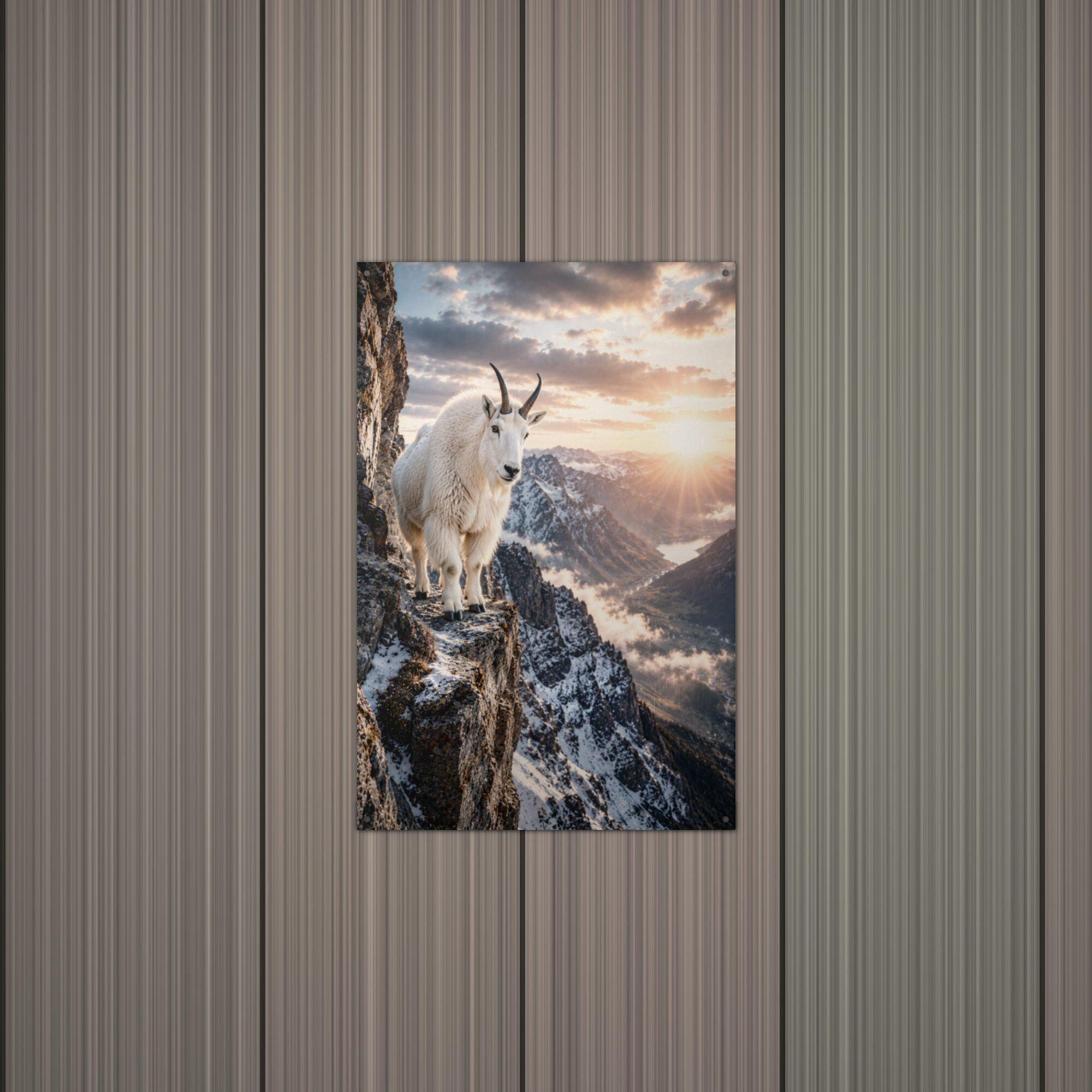 Mountain Goat Cliff Mountain Goat Metal Sign Aluminum Sign — alternate angle