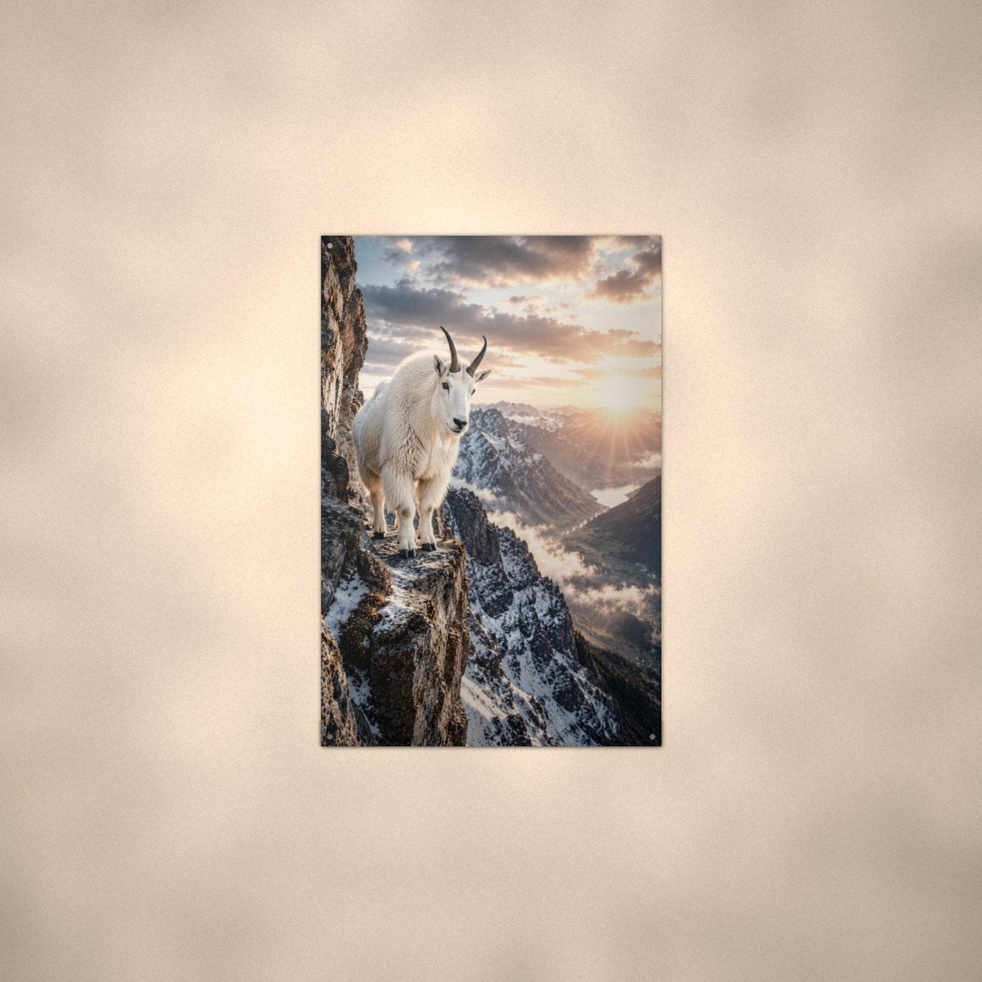 Mountain Goat Cliff Mountain Goat Metal Sign Aluminum Sign — alternate angle