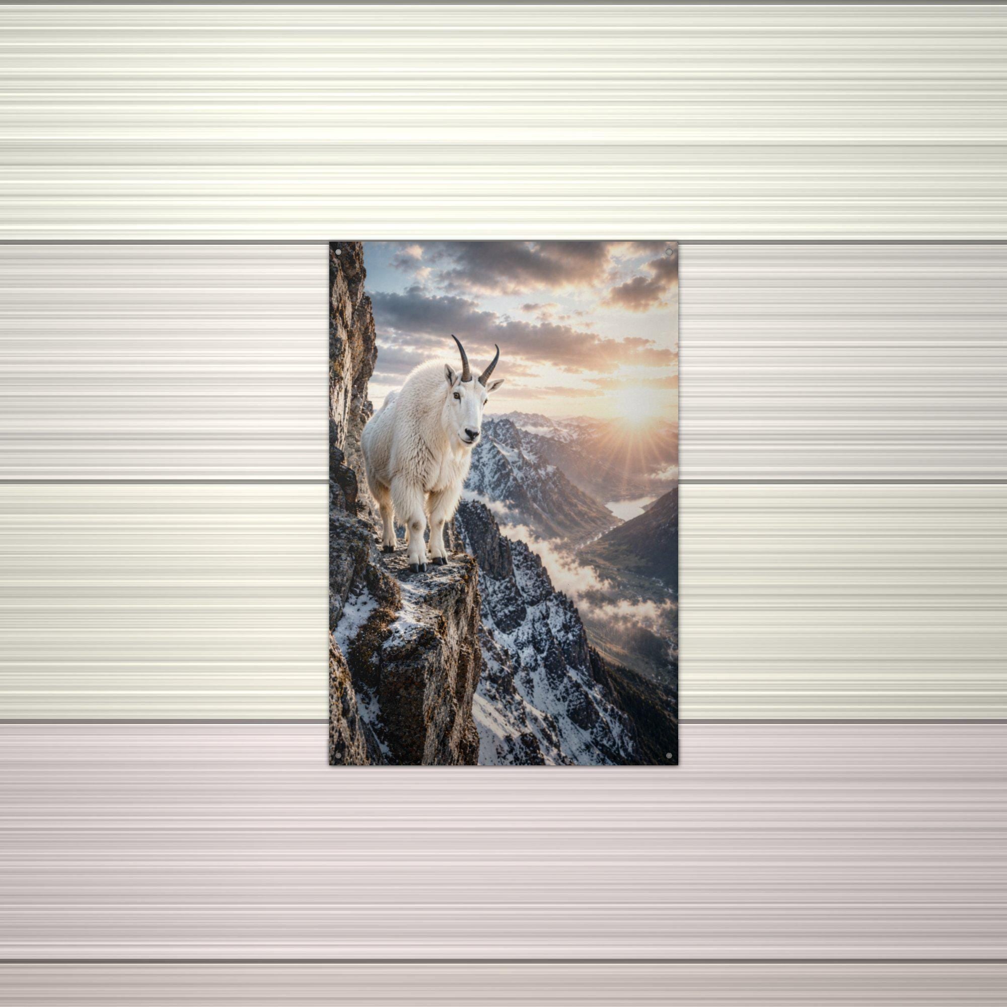 Mountain Goat Cliff Mountain Goat Metal Sign Aluminum Sign — alternate angle