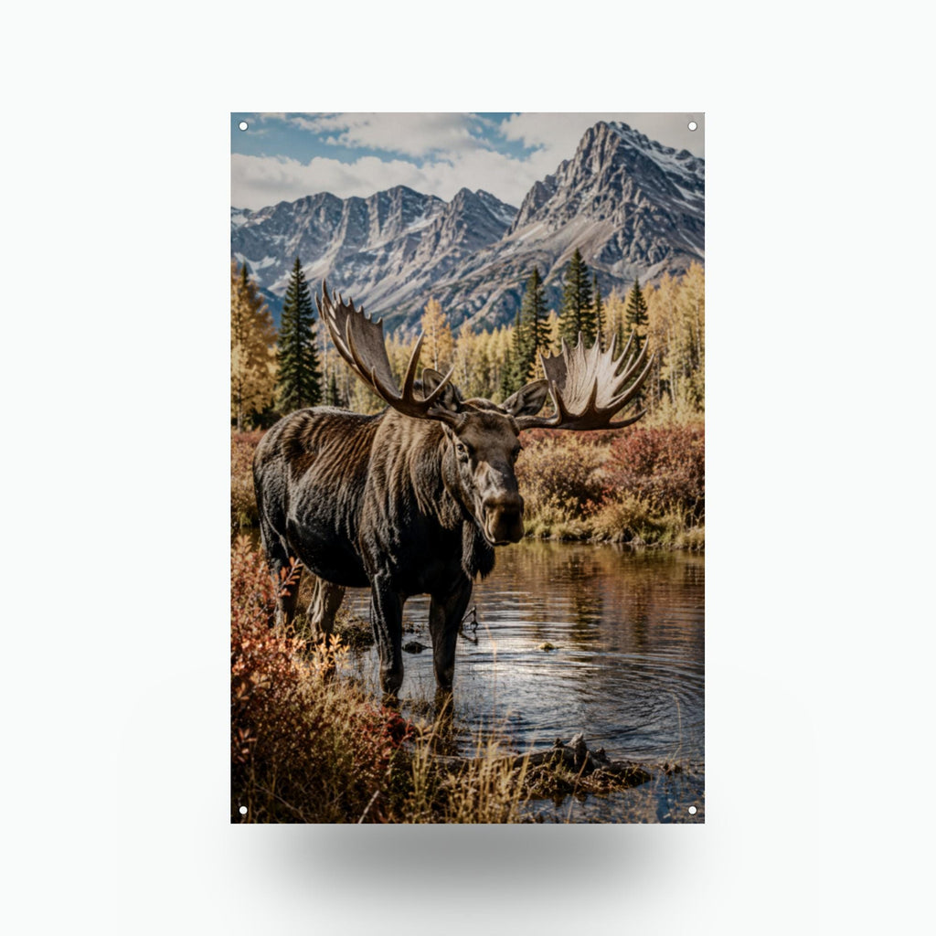Autumn Moose Moose Metal Sign Aluminum Sign — front view on white background