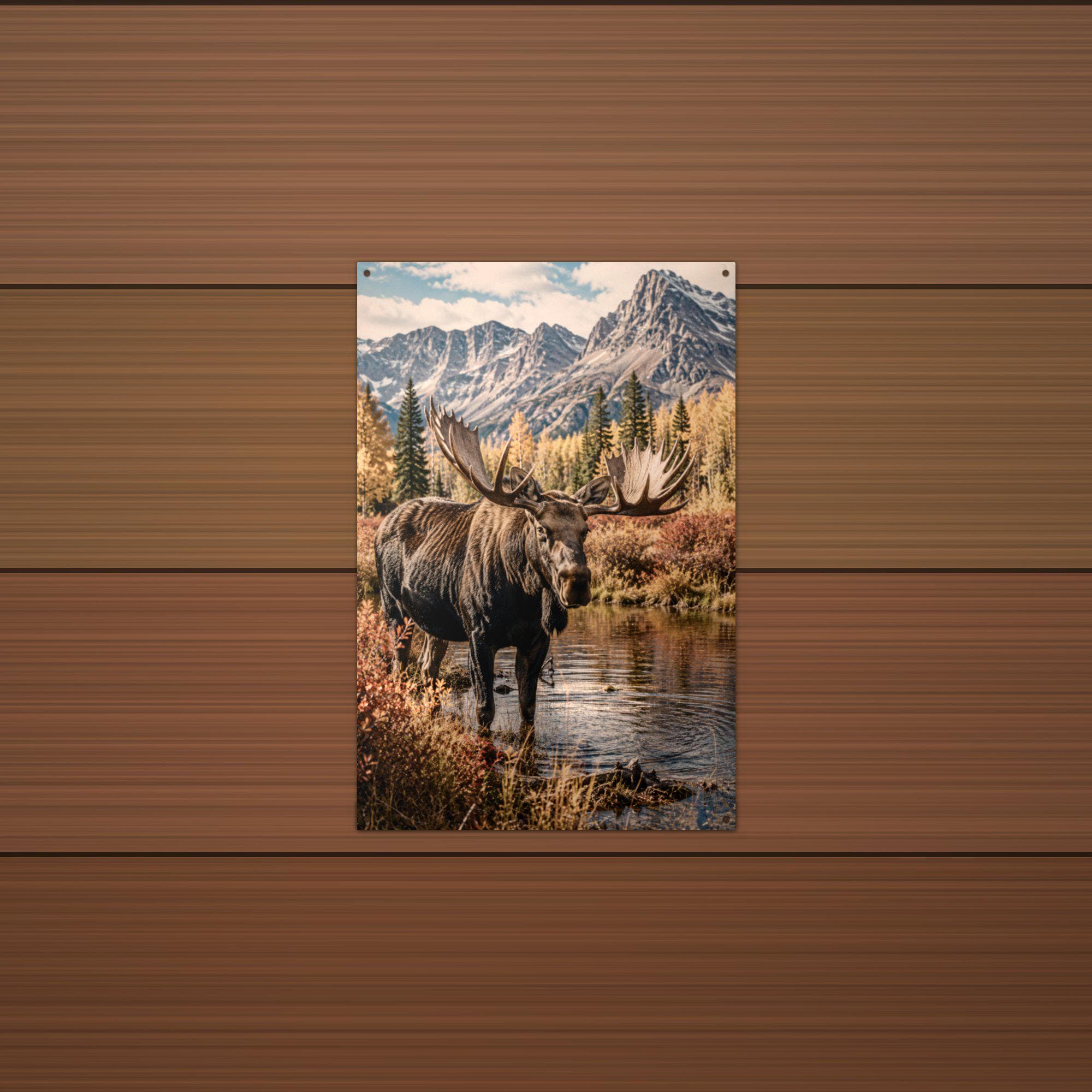 Autumn Moose Moose Metal Sign Aluminum Sign — lifestyle setting