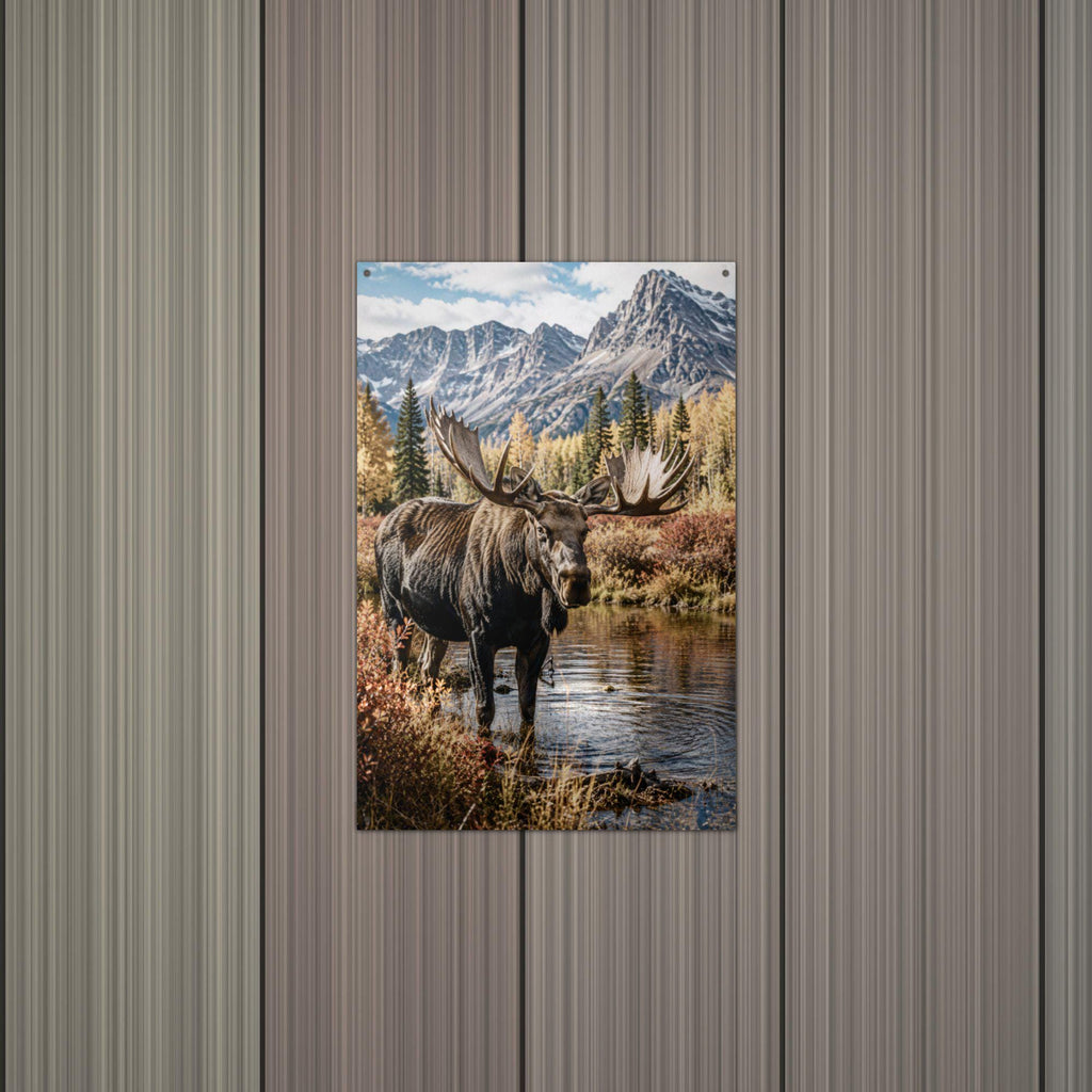 Autumn Moose Moose Metal Sign Aluminum Sign — alternate angle
