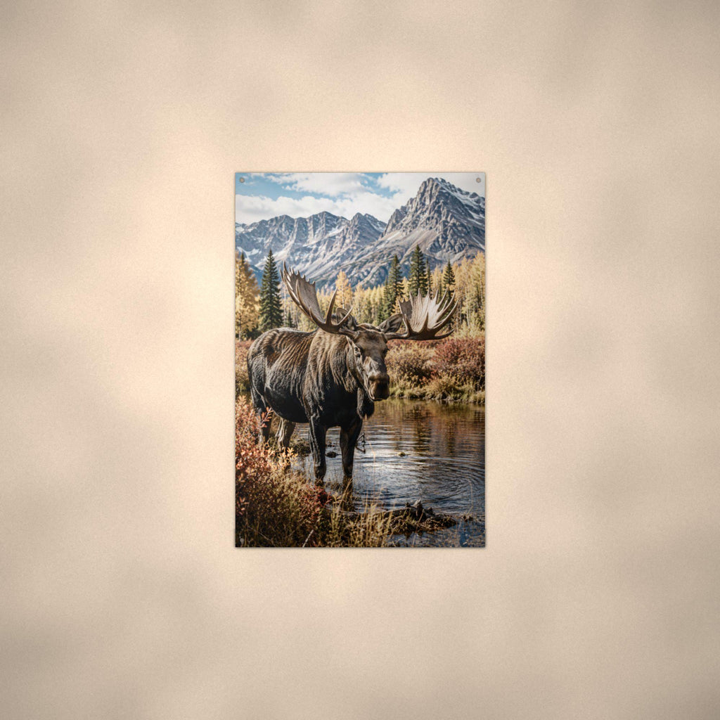 Autumn Moose Moose Metal Sign Aluminum Sign — alternate angle