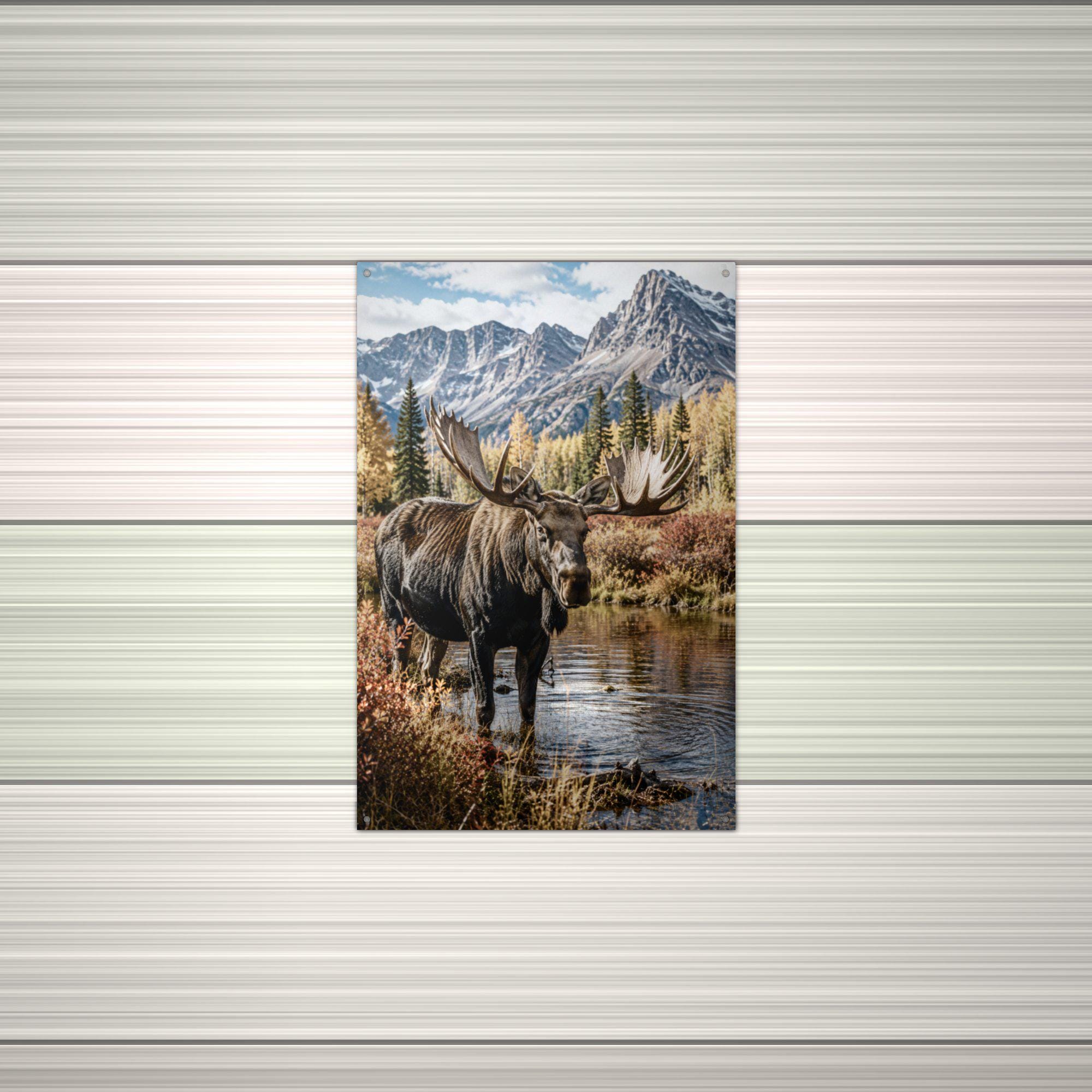Autumn Moose Moose Metal Sign Aluminum Sign — alternate angle