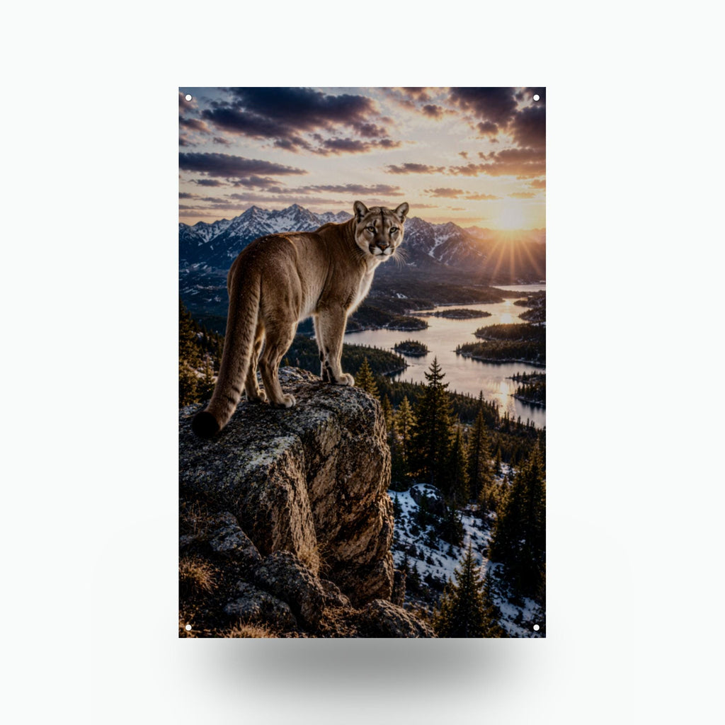 Cougar Overlook Cougar Metal Sign Aluminum Sign — front view on white background