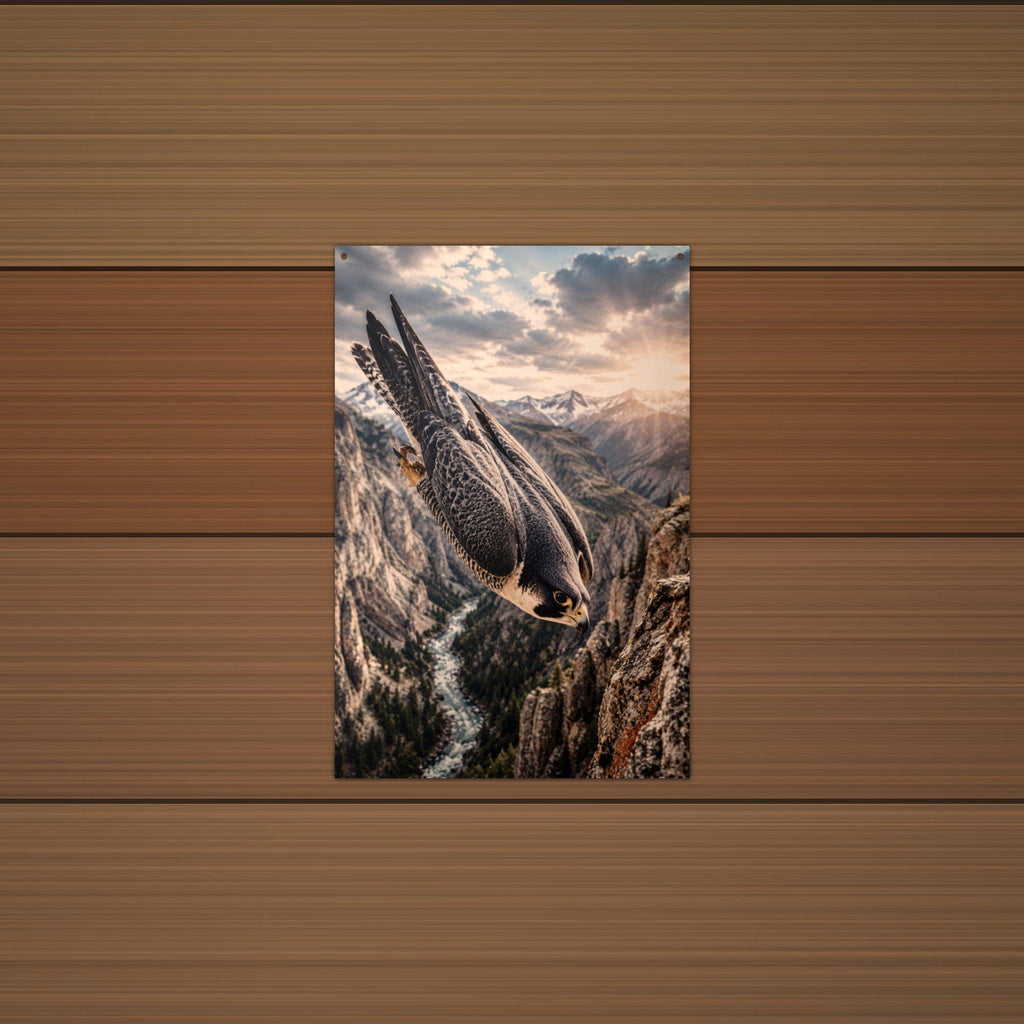 Falcon Canyon Falcon Metal Sign Aluminum Sign — lifestyle setting