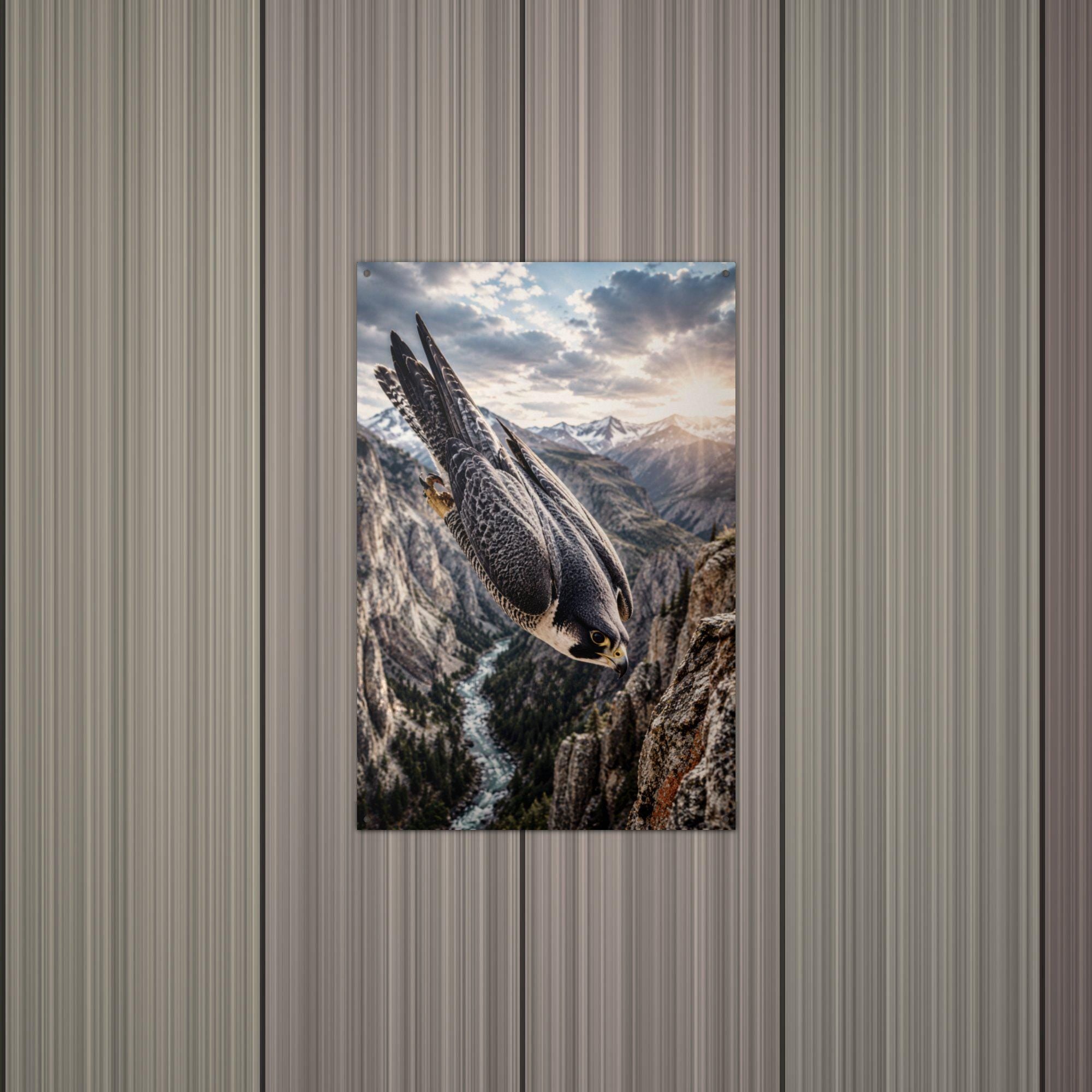 Falcon Canyon Falcon Metal Sign Aluminum Sign — alternate angle
