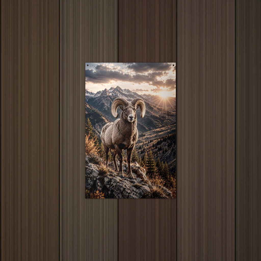 Bighorn Sunset Bighorn Sheep Metal Sign Aluminum Sign — detail view