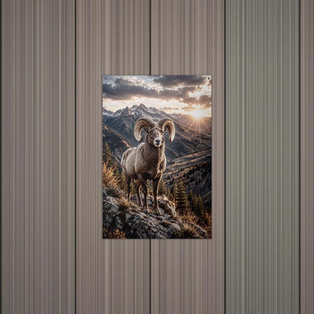 Bighorn Sunset Bighorn Sheep Metal Sign Aluminum Sign — alternate angle