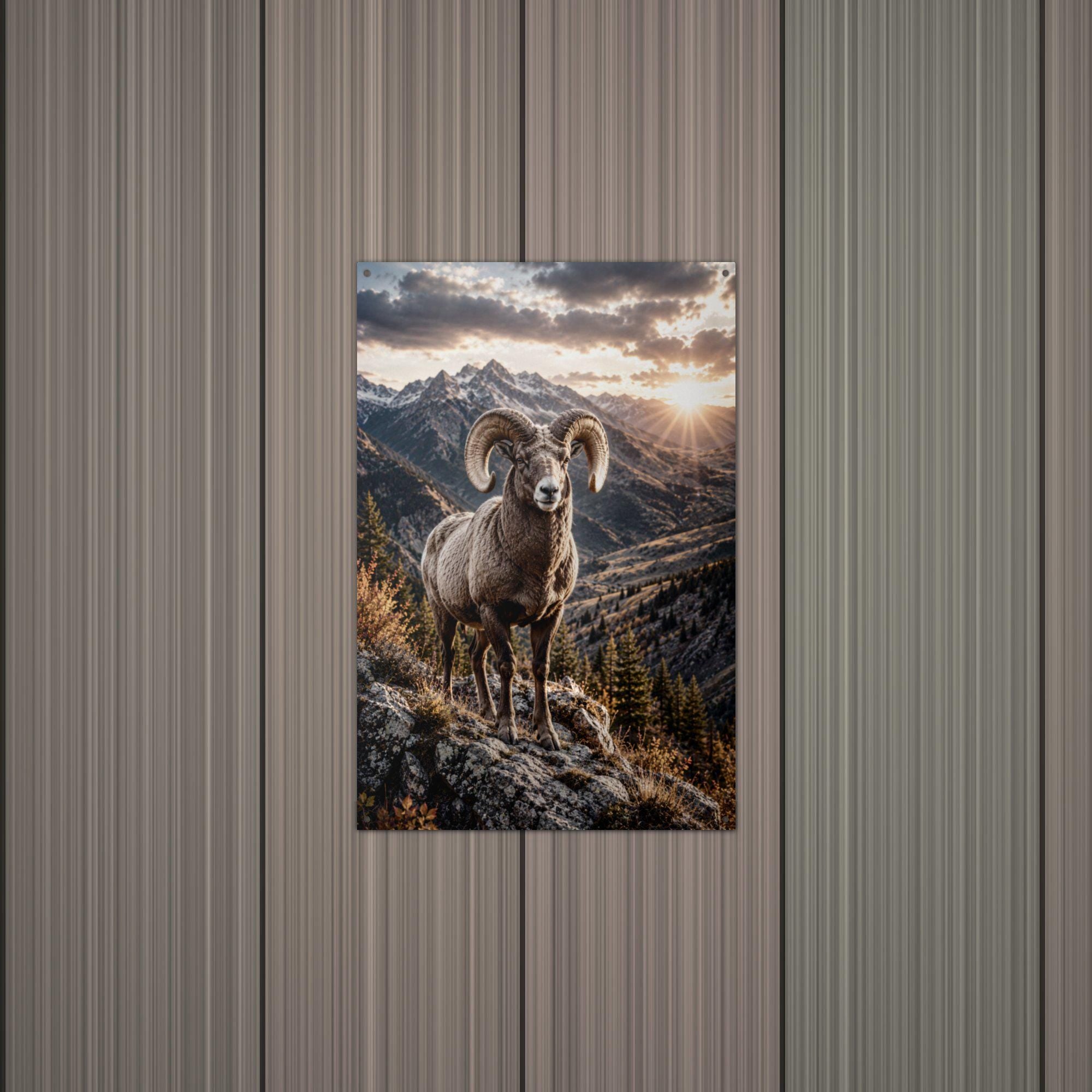 Bighorn Sunset Bighorn Sheep Metal Sign Aluminum Sign — alternate angle