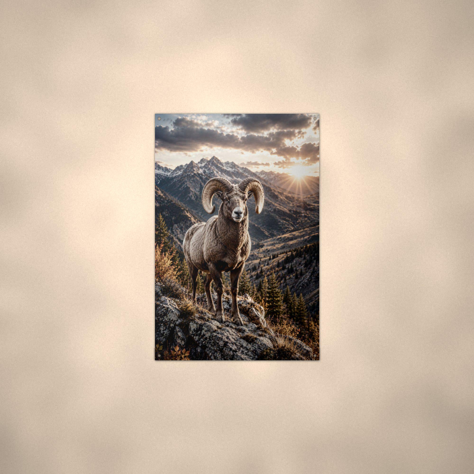 Bighorn Sunset Bighorn Sheep Metal Sign Aluminum Sign — alternate angle