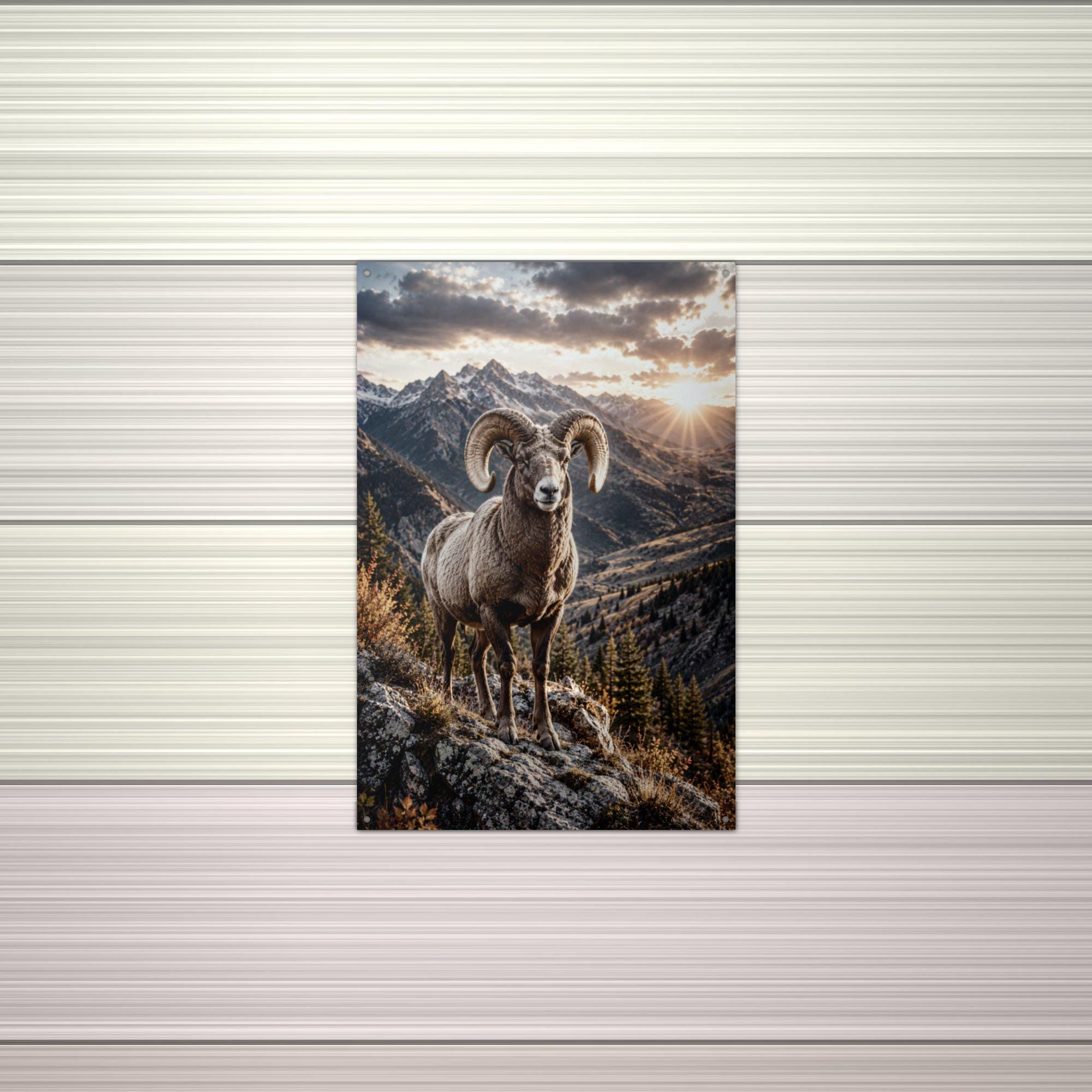 Bighorn Sunset Bighorn Sheep Metal Sign Aluminum Sign — alternate angle